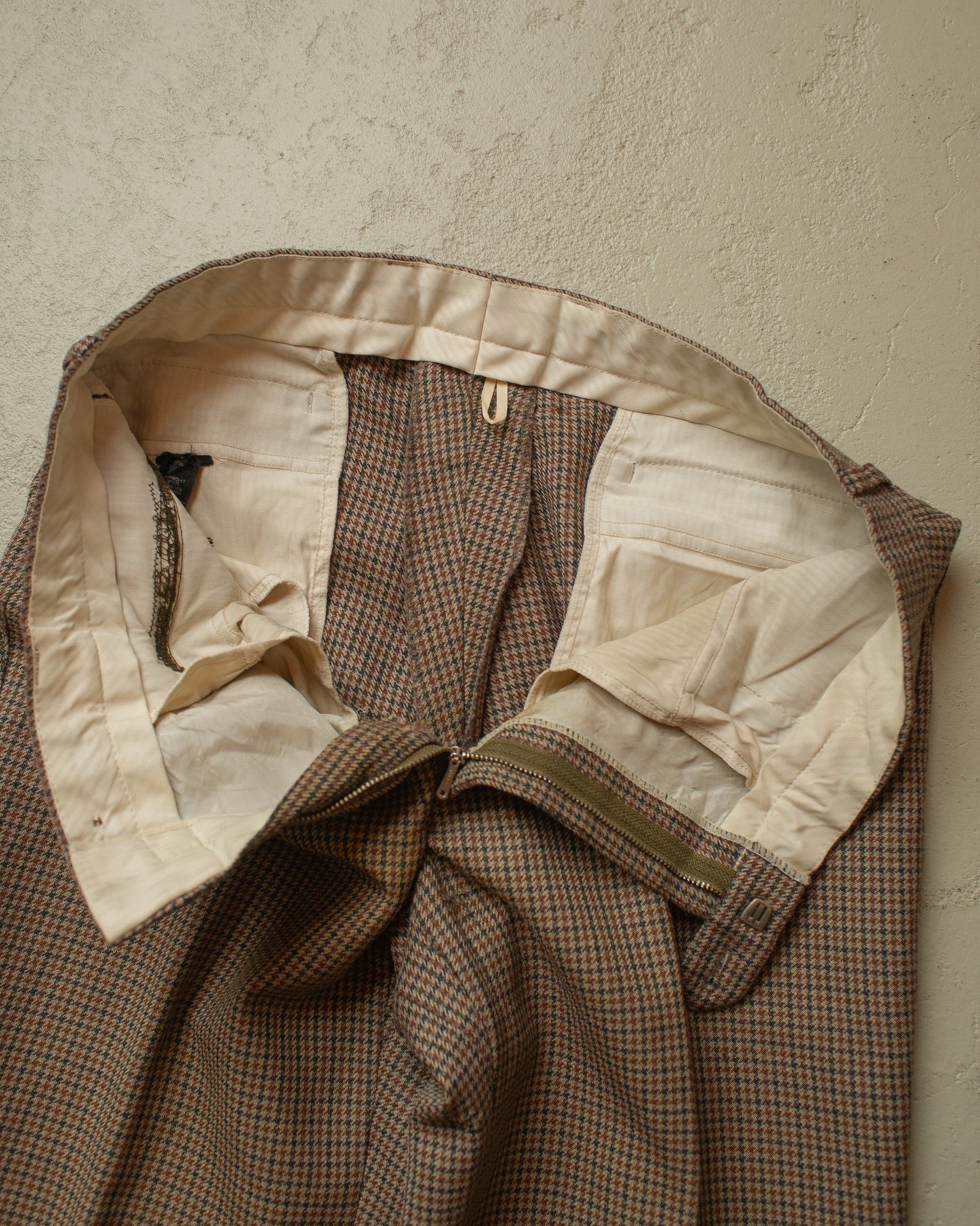 1970s checkered Suit Pants beige - W34 L32