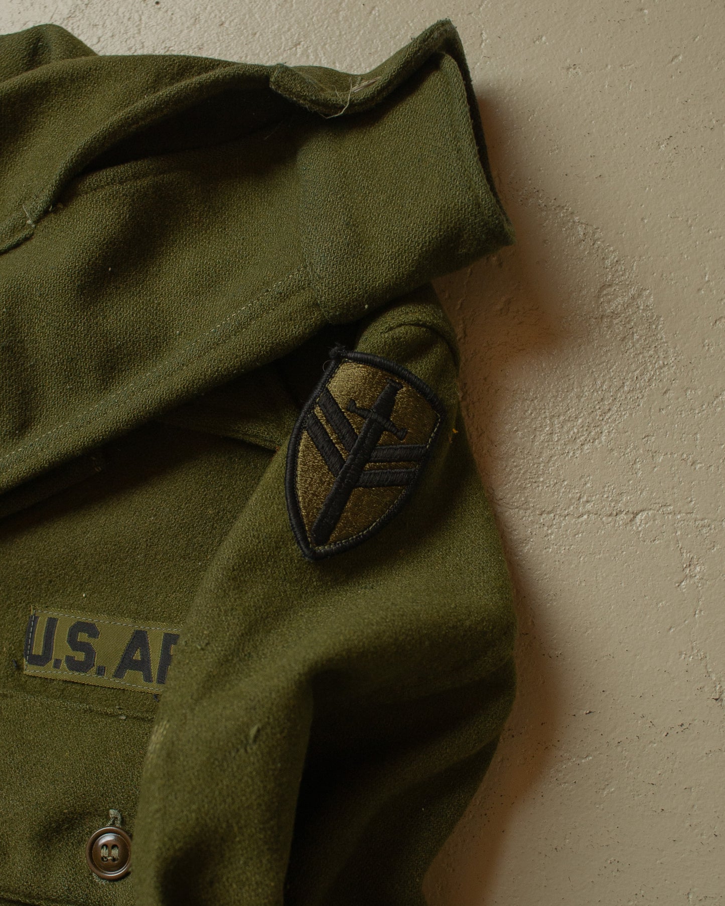 1960s US Army OG 108 Wool Field Shirt khaki - S/M
