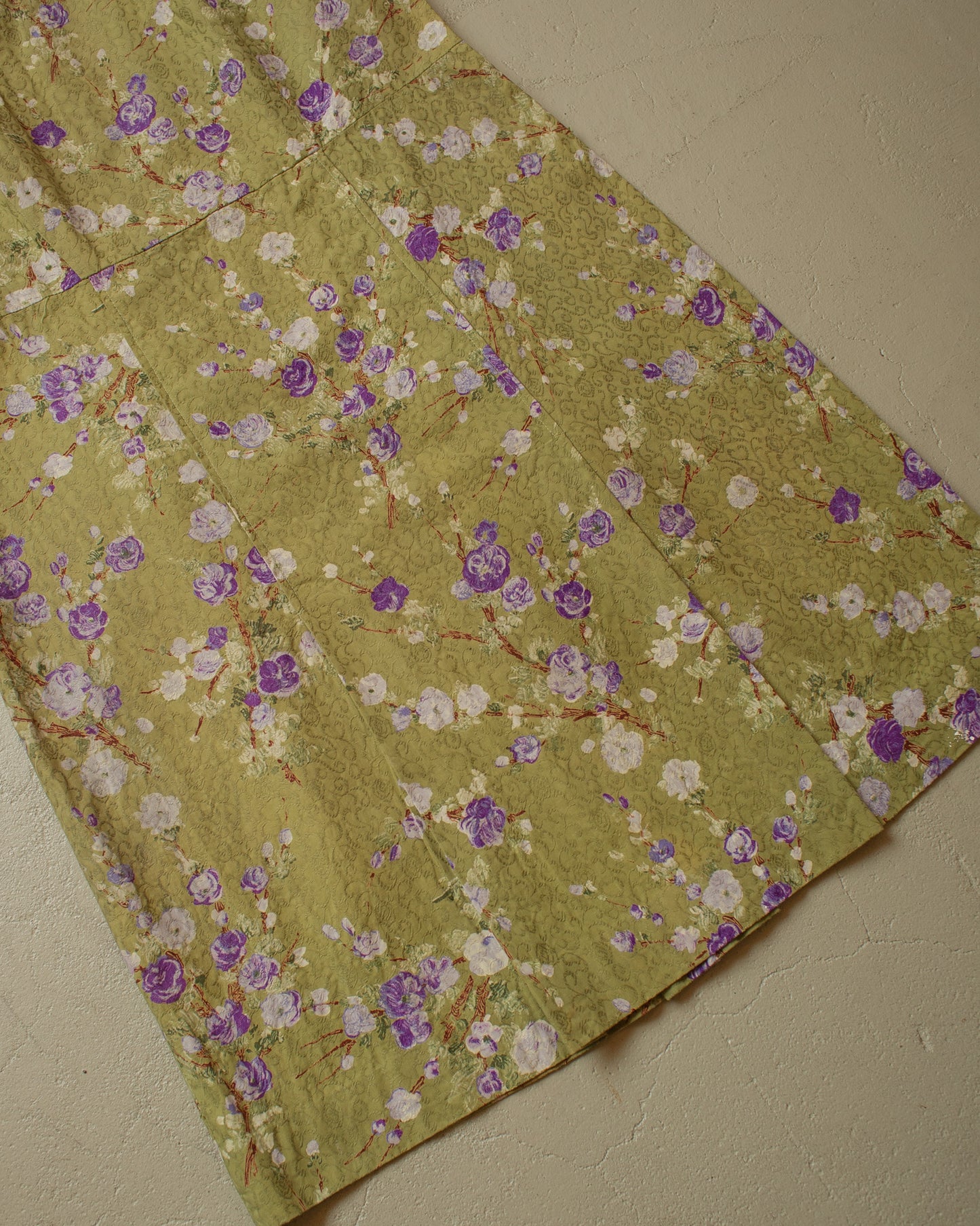 1940s/50s Womens Homemade Post War Floral Dress green - M/L