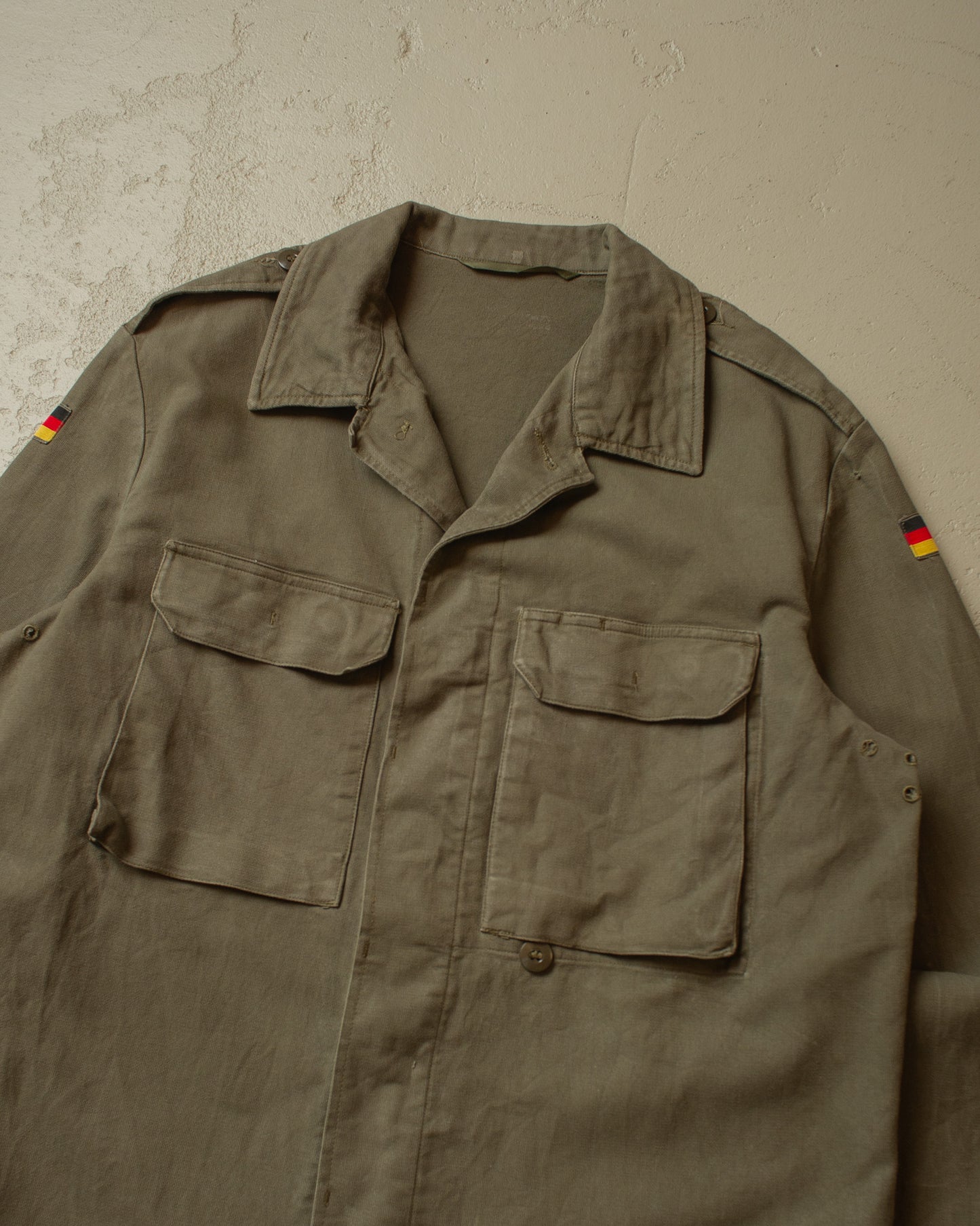 1980s German Army Field Shirt khaki - L/XL