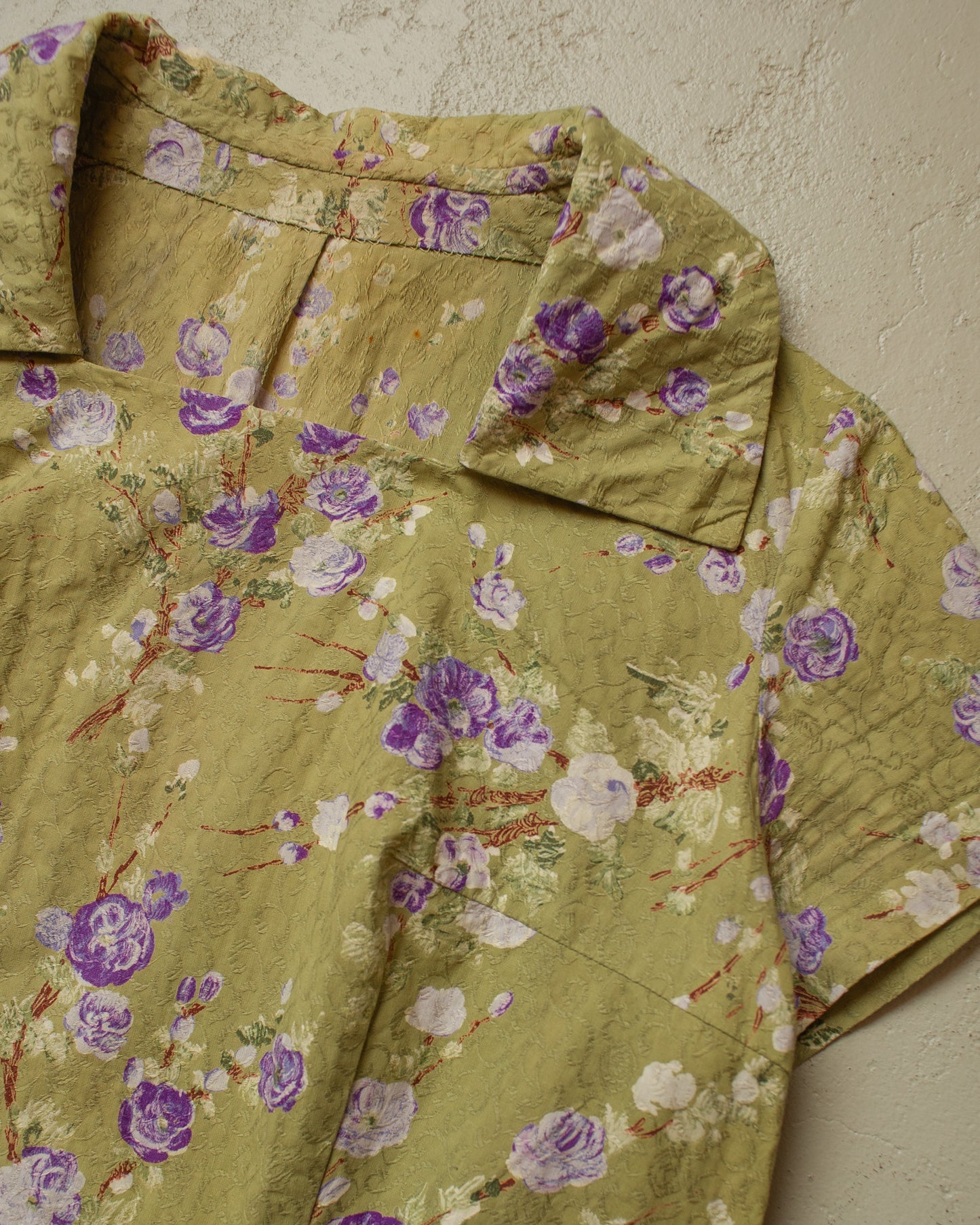 1940s/50s Womens Homemade Post War Floral Dress green - M/L