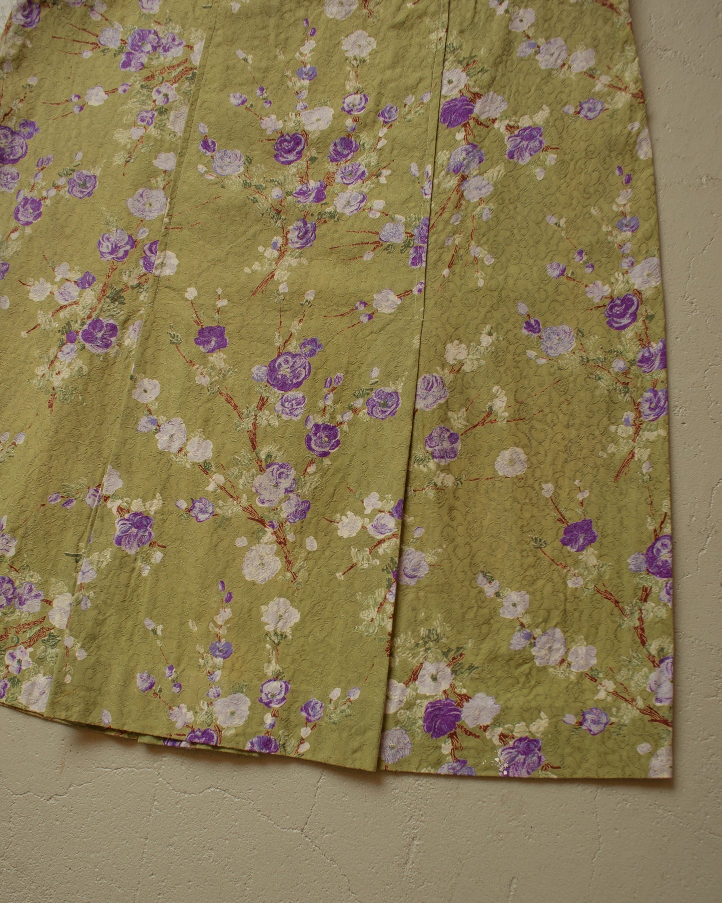 1940s/50s Womens Homemade Post War Floral Dress green - M/L