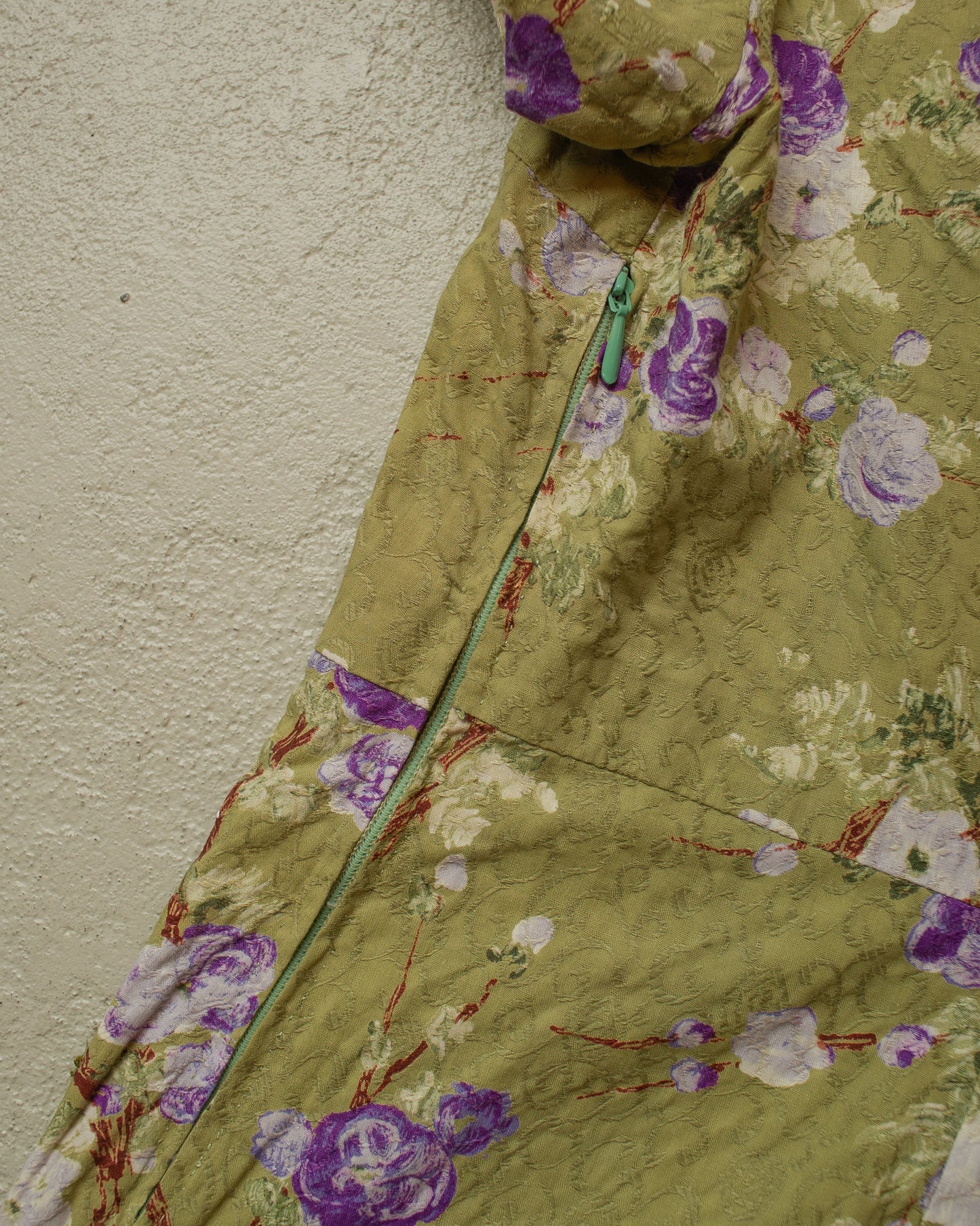 1940s/50s Womens Homemade Post War Floral Dress green - M/L