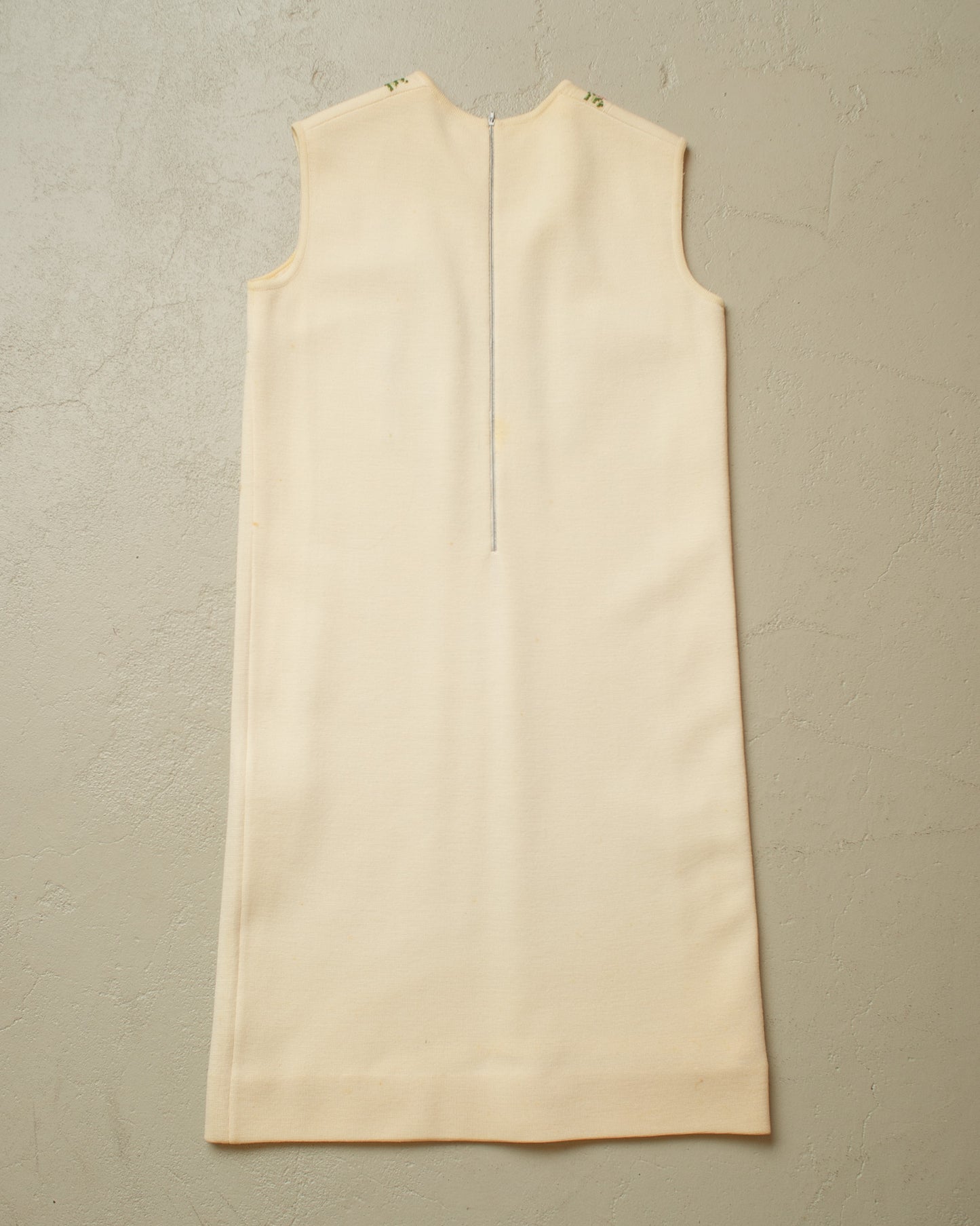 1960s/70s Womens Floral Knit Dres creme - S/M