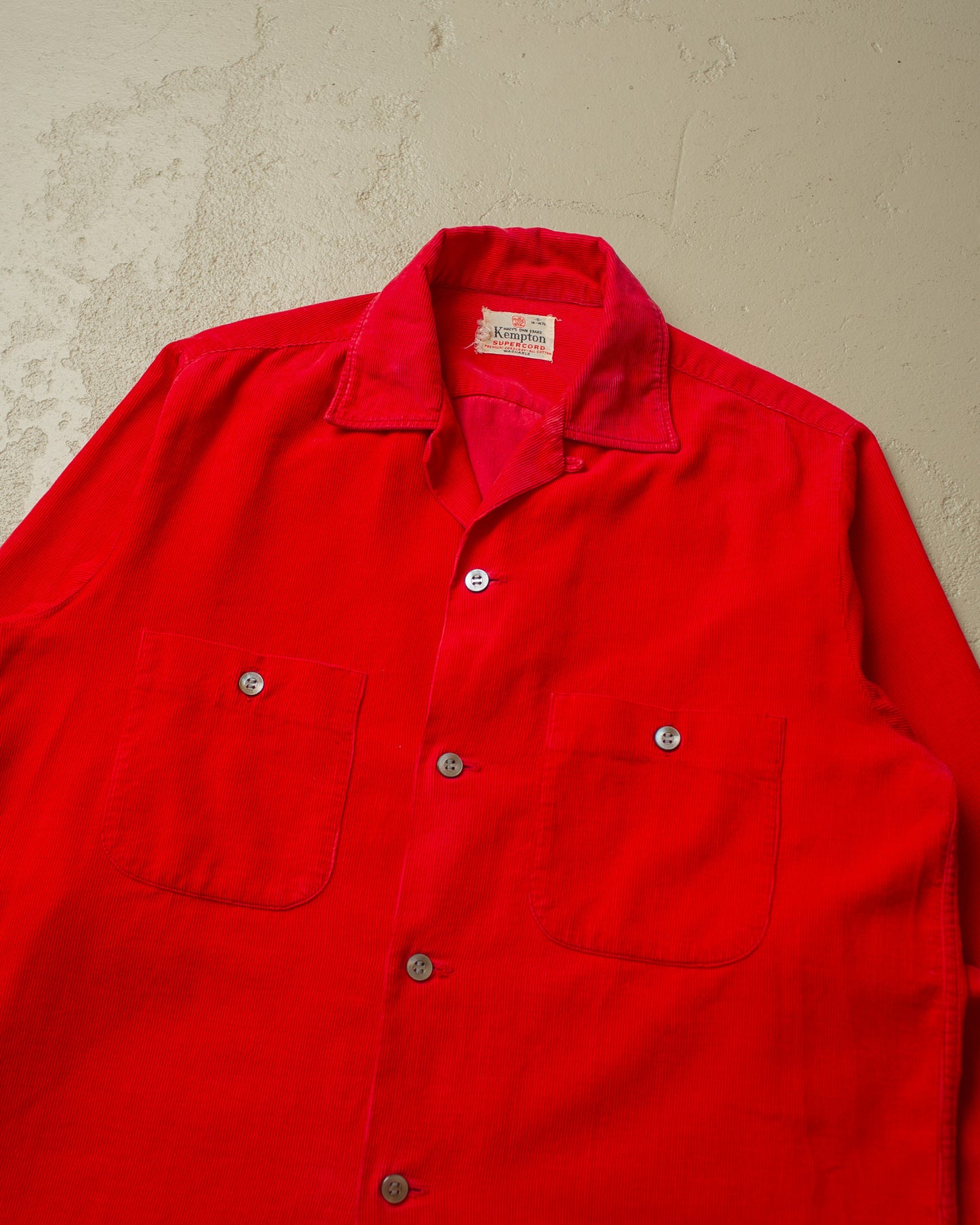 1950s Kempton Loop Collar Corduroy Shirt red - S