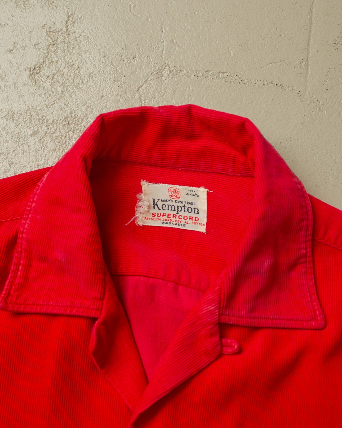 1950s Kempton Loop Collar Corduroy Shirt red - S