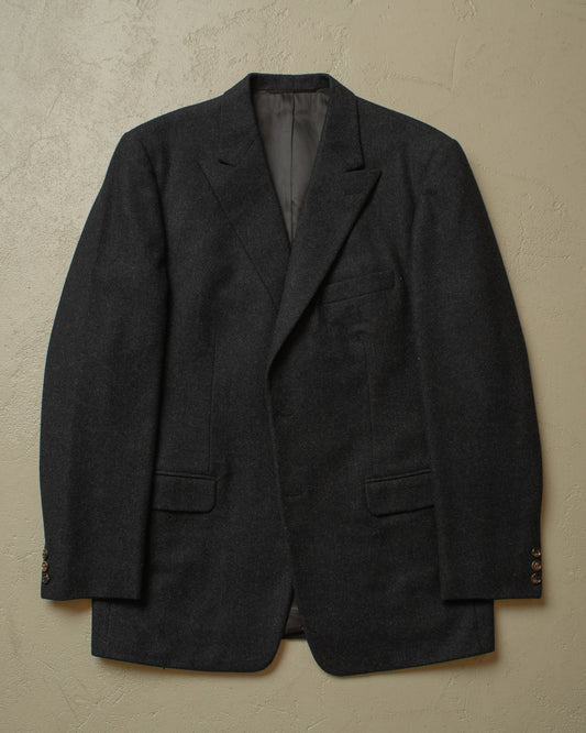 1940s German Peak Lapel Wool Suit Jacket black - L