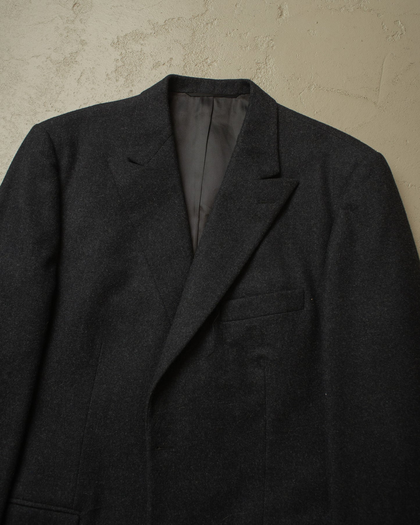 1940s German Peak Lapel Wool Suit Jacket black - L