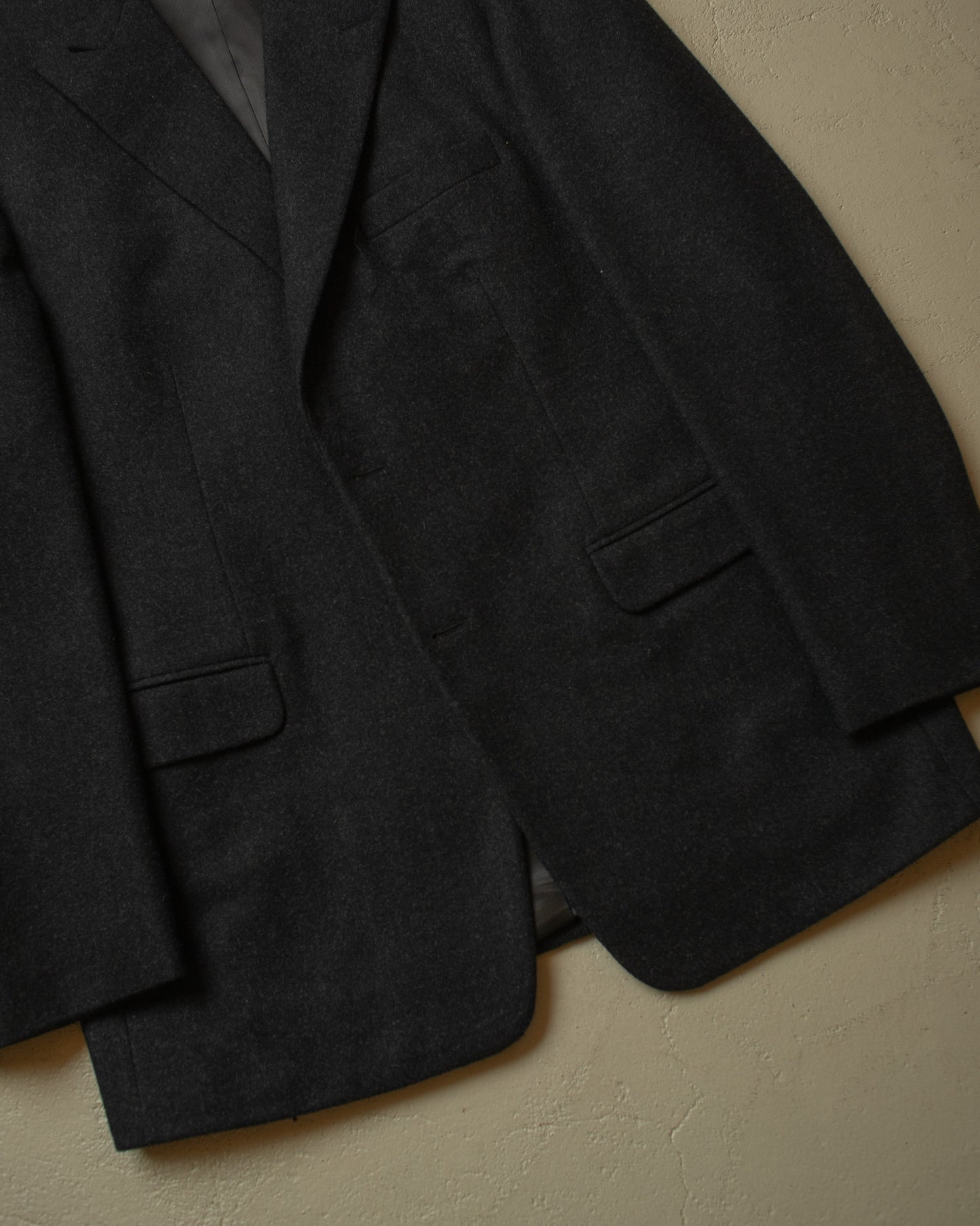 1940s German Peak Lapel Wool Suit Jacket black - L