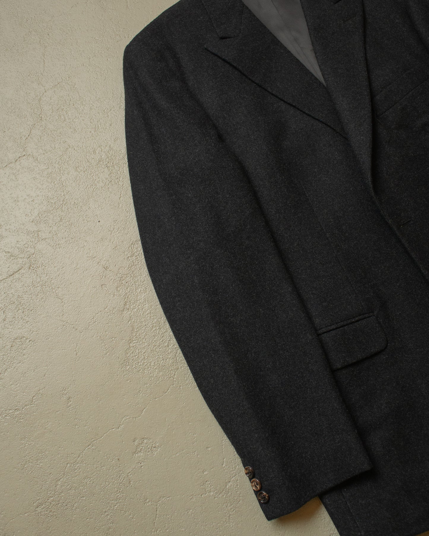 1940s German Peak Lapel Wool Suit Jacket black - L