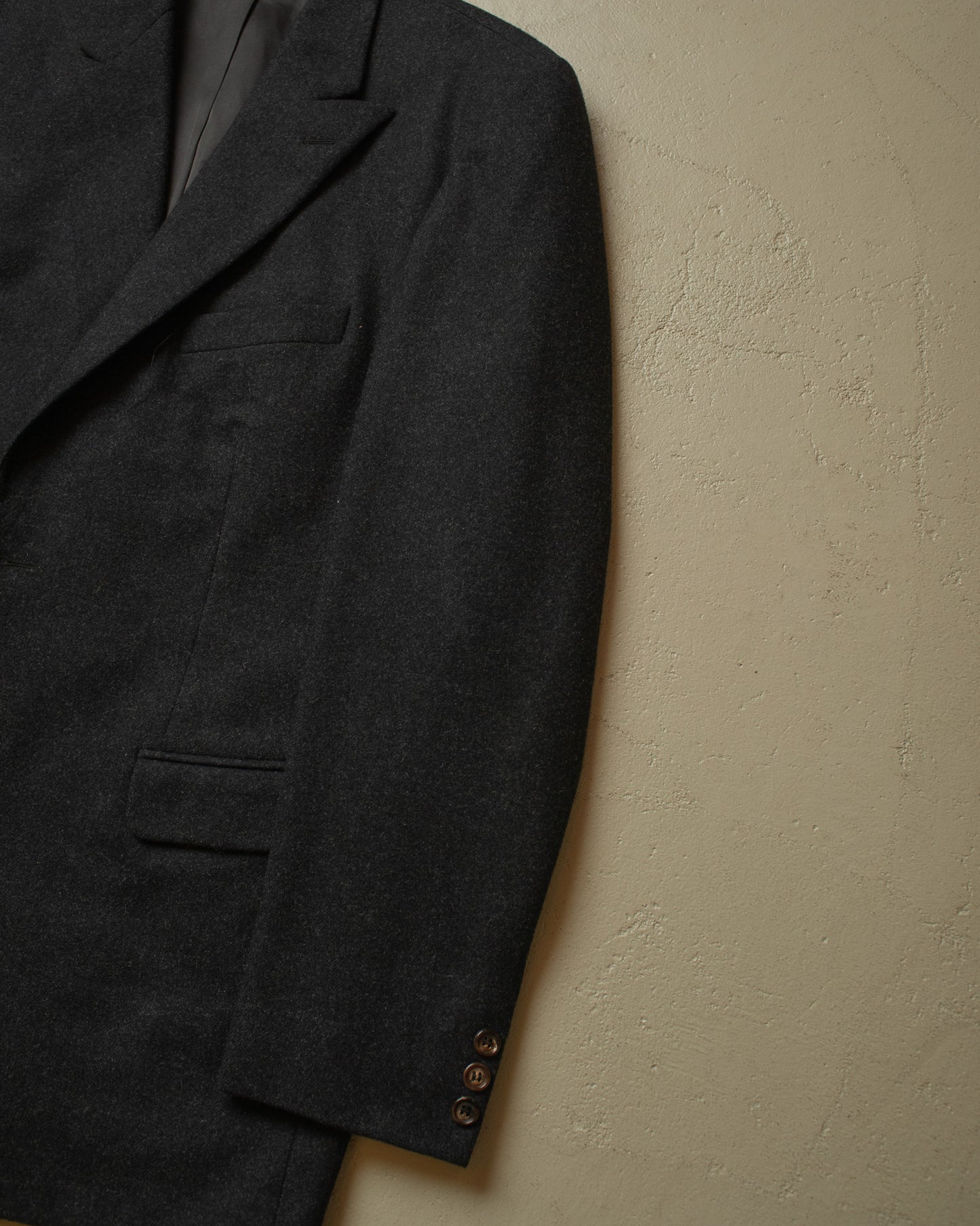 1940s German Peak Lapel Wool Suit Jacket black - L
