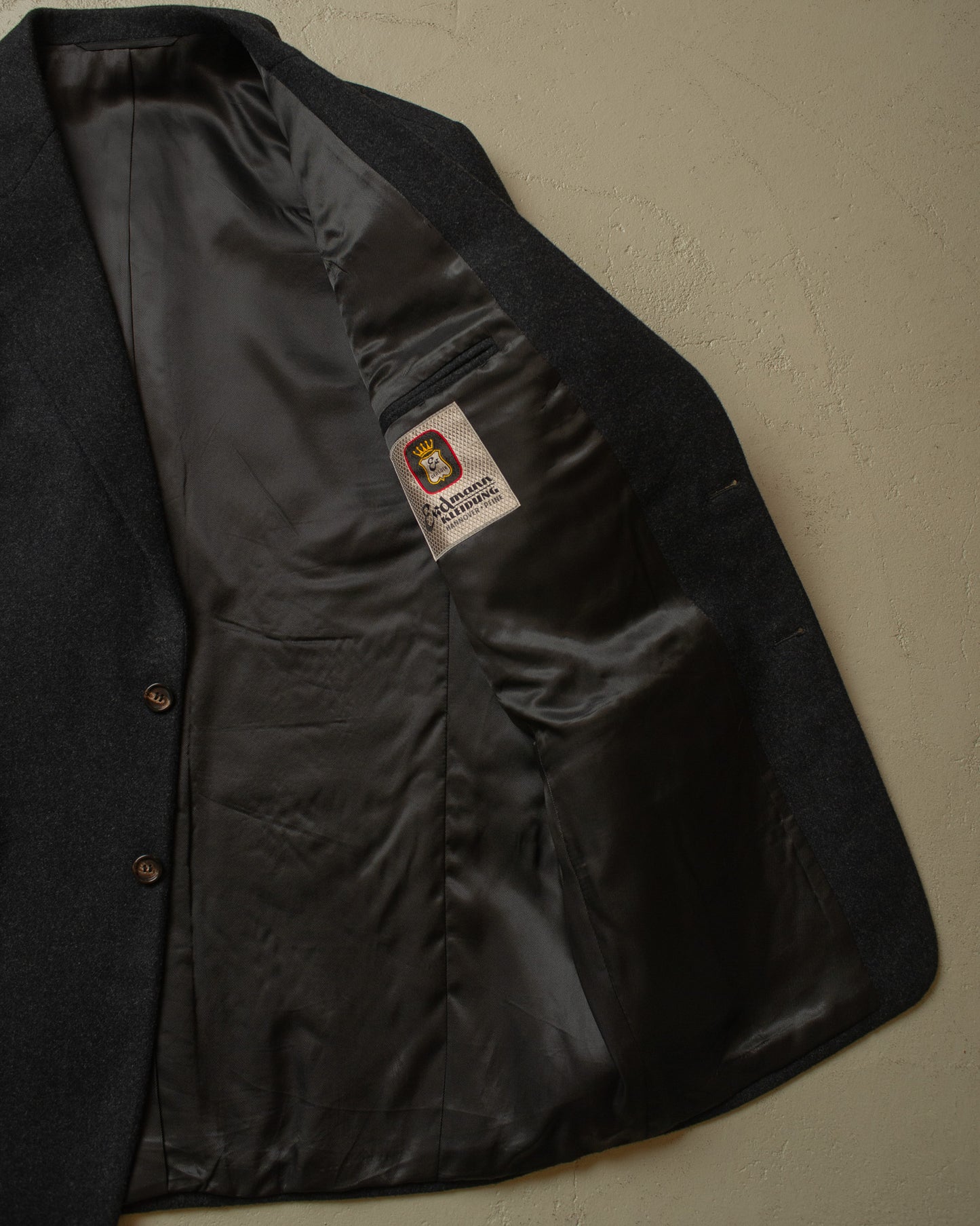 1940s German Peak Lapel Wool Suit Jacket black - L