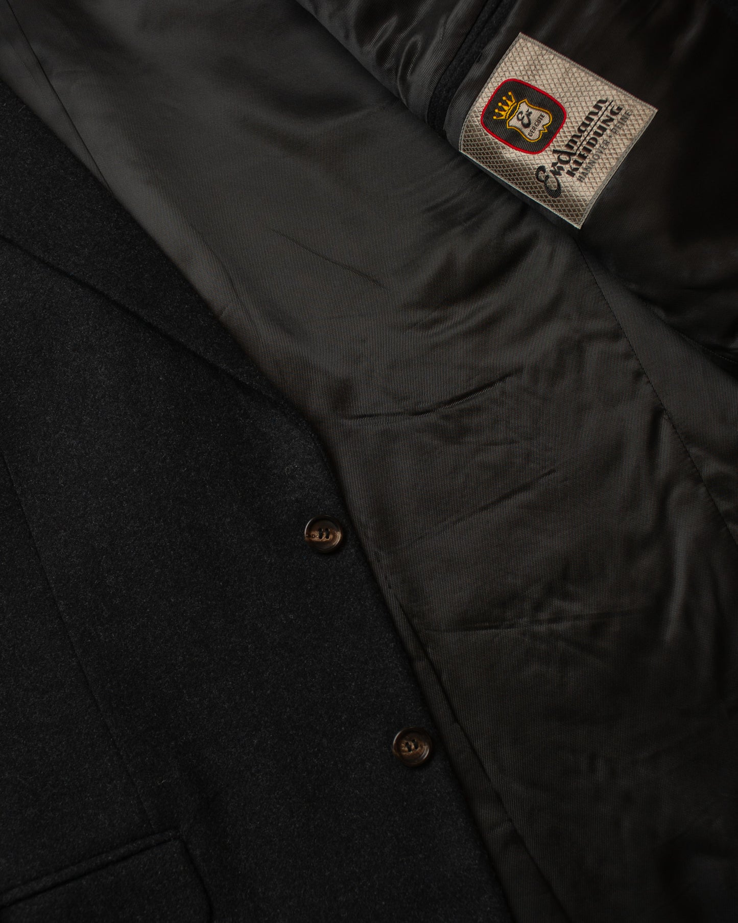 1940s German Peak Lapel Wool Suit Jacket black - L