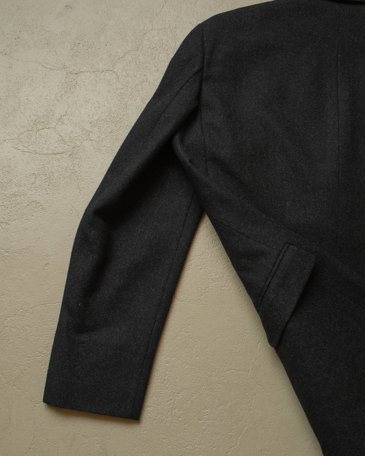 1940s German Peak Lapel Wool Suit Jacket black - L