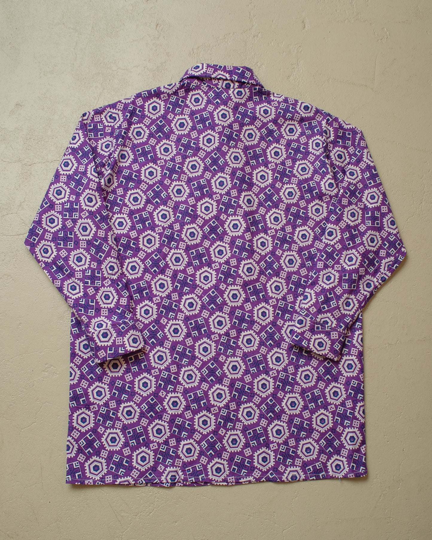 1950s/60s unworn crazy Pattern Shirt purple - M/L
