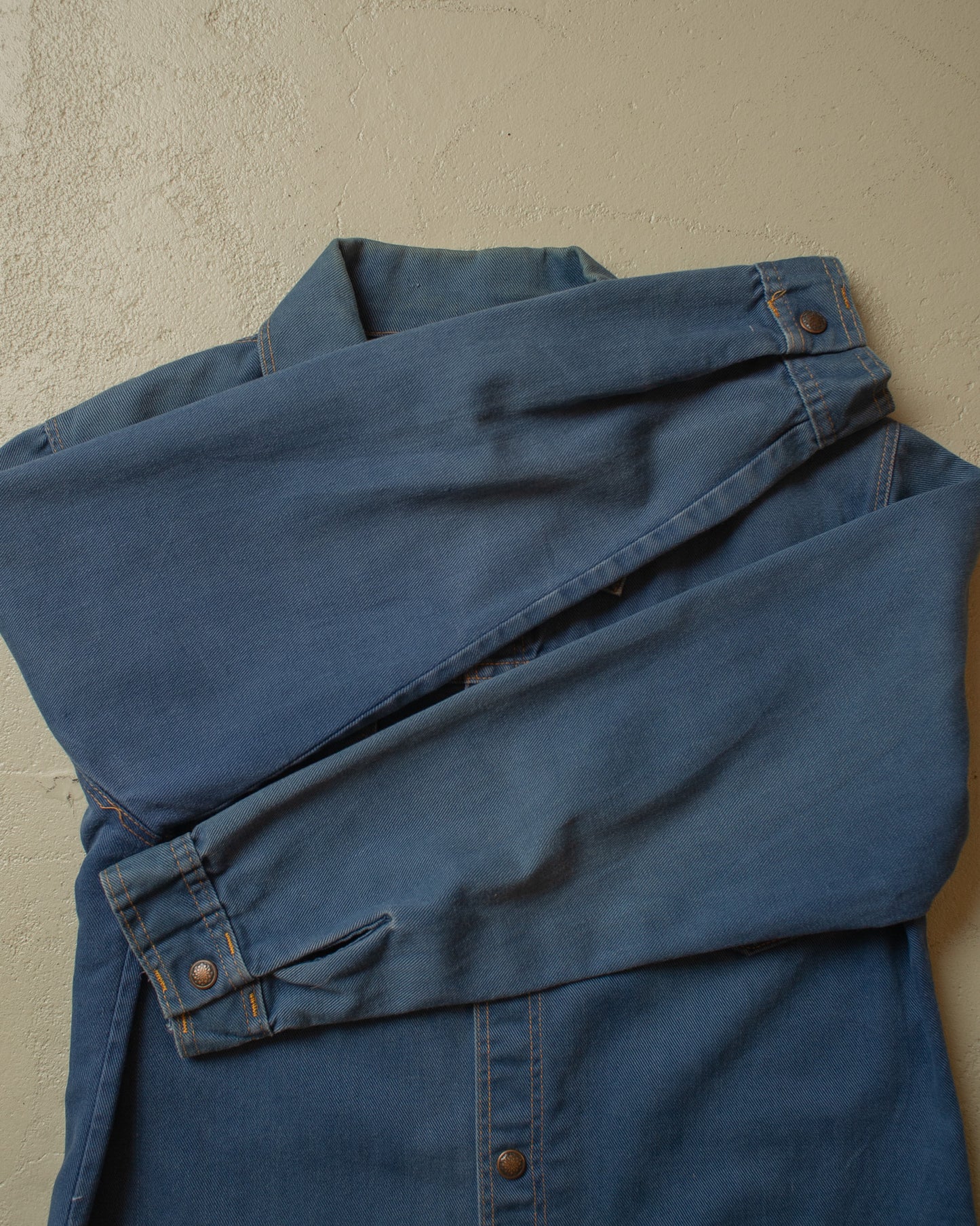 1970s Embroidered Denim Shirt Jacket navyblue - L