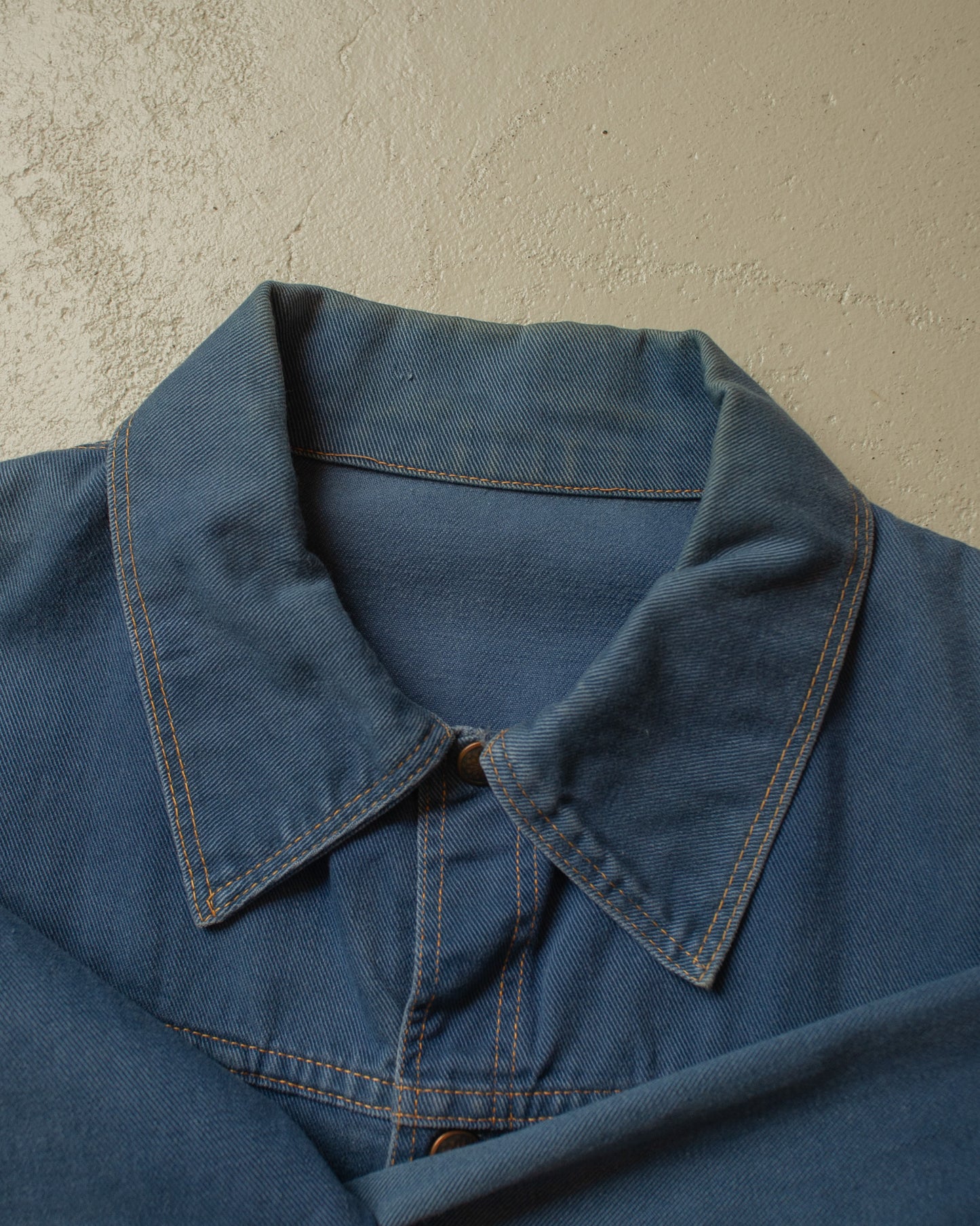 1970s Embroidered Denim Shirt Jacket navyblue - L