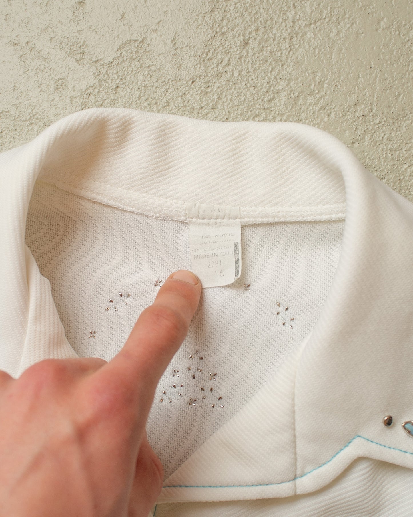 1970s Womens Beaded Western Shirt white - M