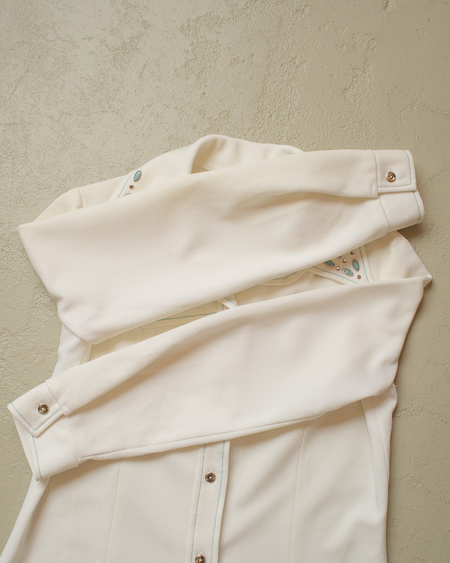 1970s Womens Beaded Western Shirt white - M