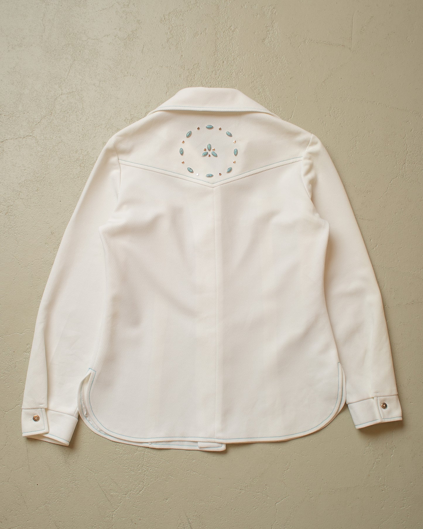 1970s Womens Beaded Western Shirt white - M