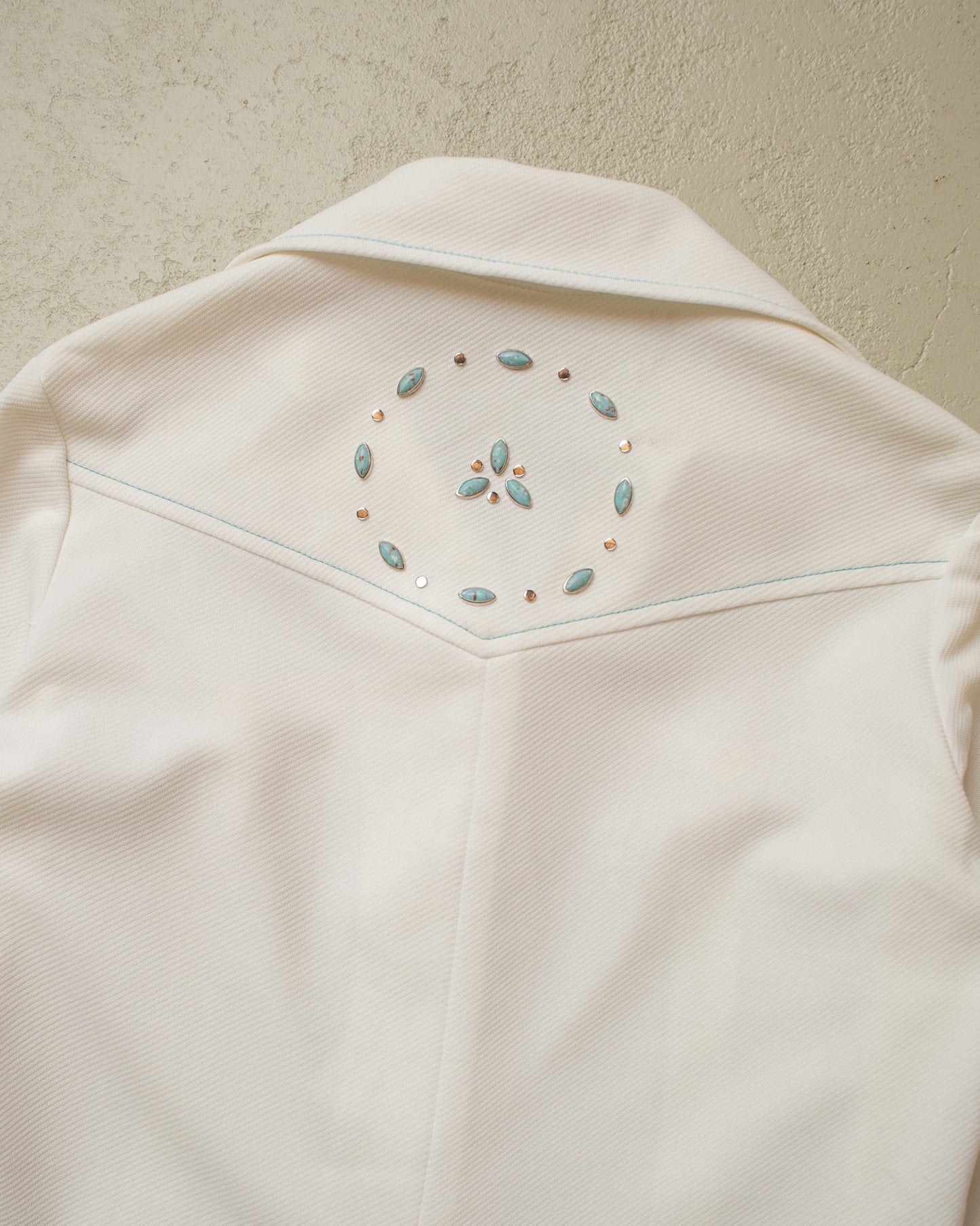 1970s Womens Beaded Western Shirt white - M