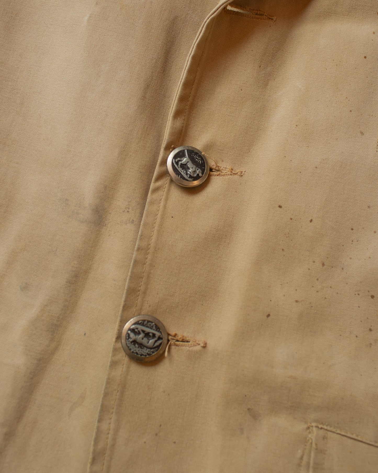 1960s distressed French Canvas Workwear Jacket beige - L
