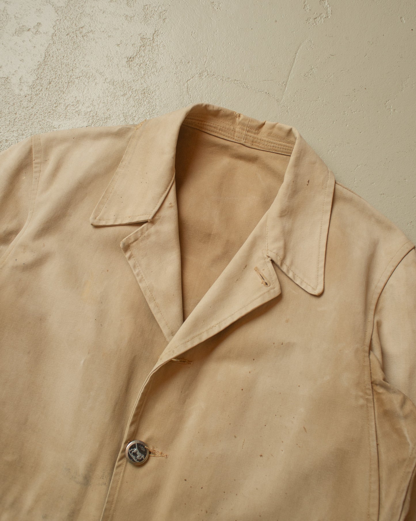 1960s distressed French Canvas Workwear Jacket beige - L