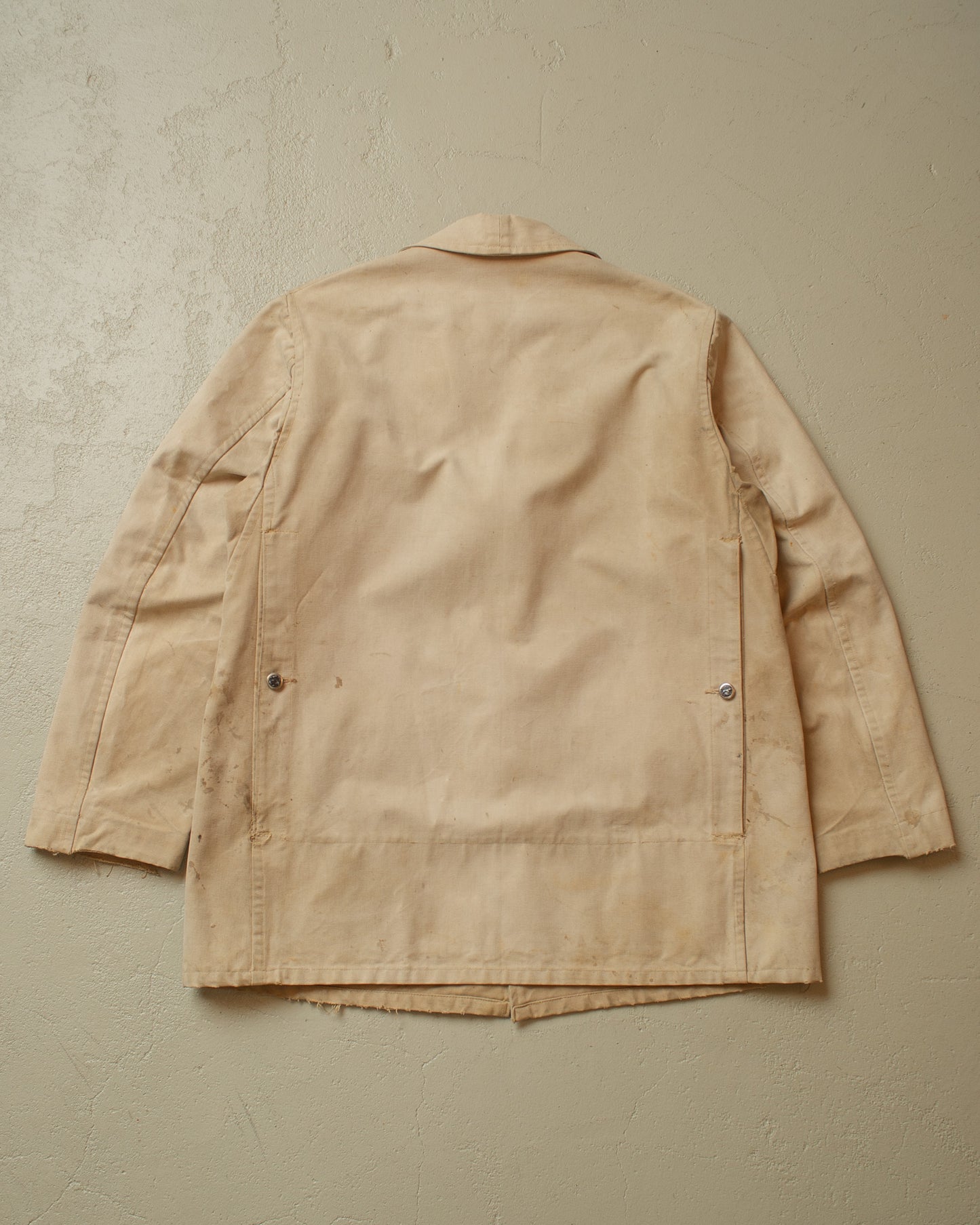 1960s distressed French Canvas Workwear Jacket beige - L
