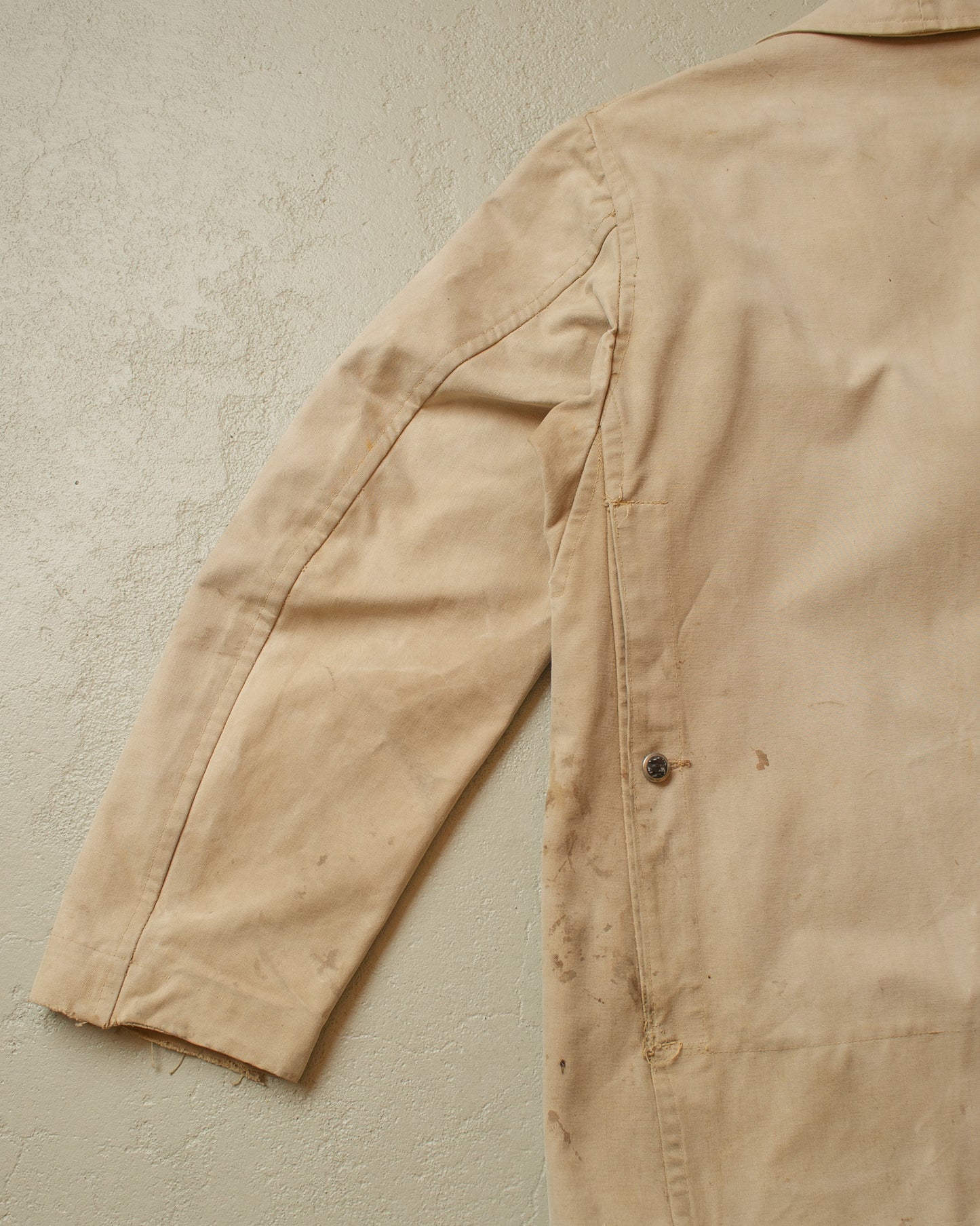 1960s distressed French Canvas Workwear Jacket beige - L