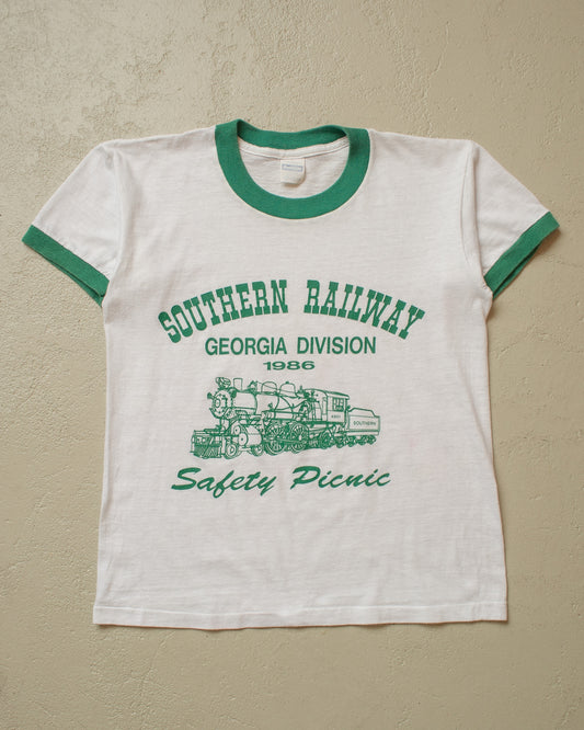 1970s/80s Southern Railway Ringer T-shirt white - XS/S