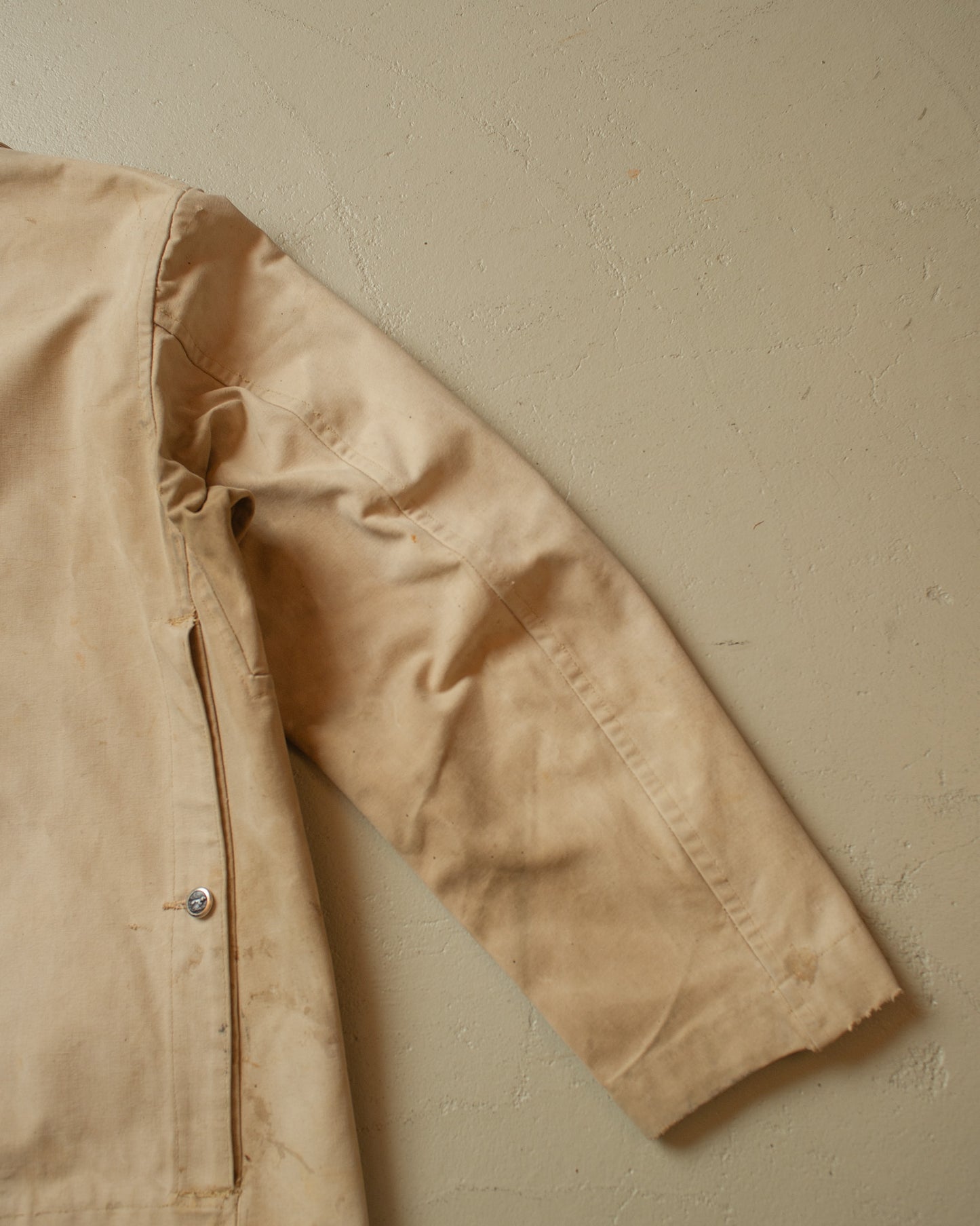 1960s distressed French Canvas Workwear Jacket beige - L