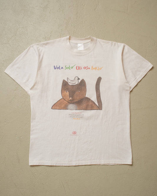 1990s Vola Solo Chi Osa Farlo Book T-shirt white - L