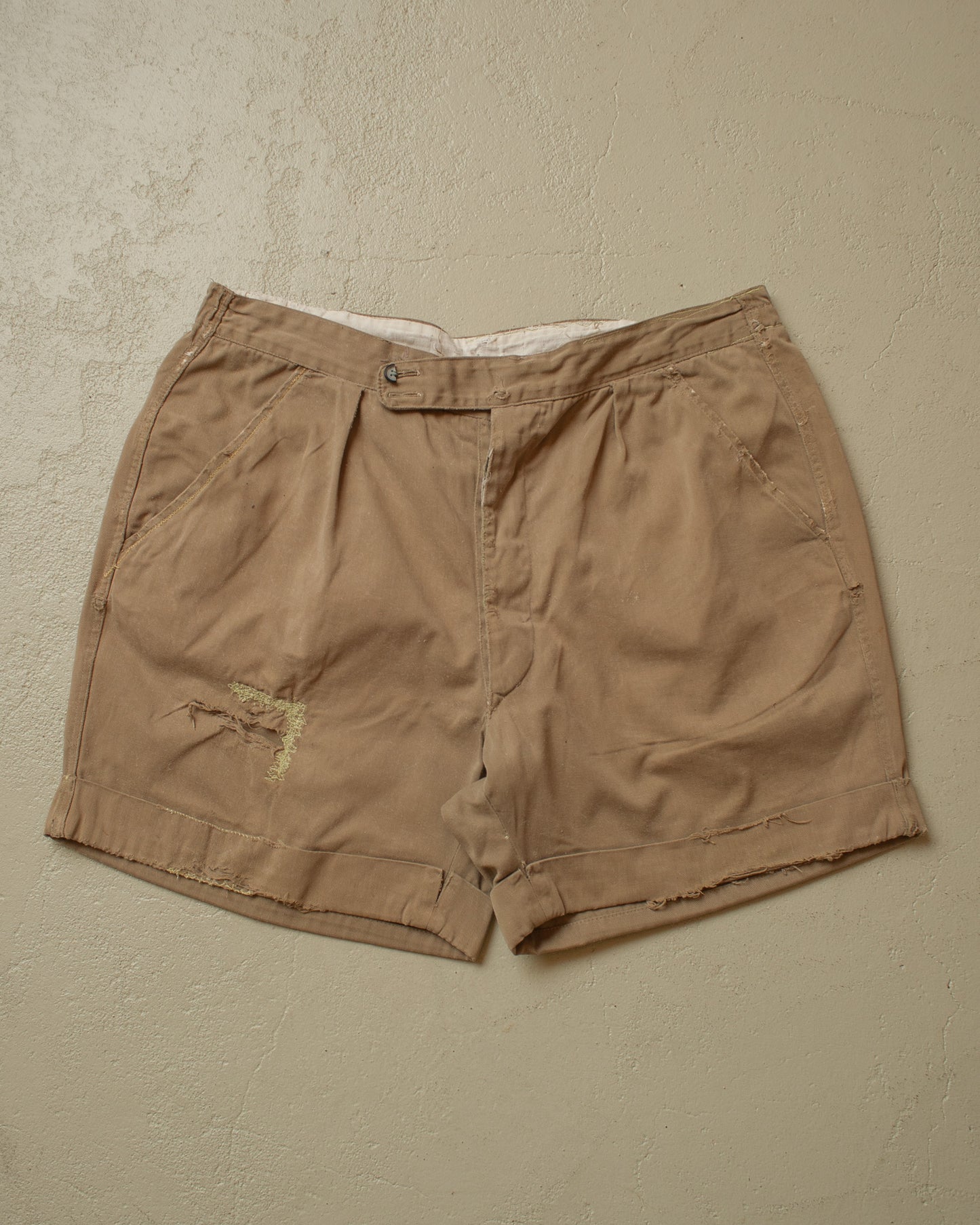 1950s/60s distressed Cotton Shorts beige - W32