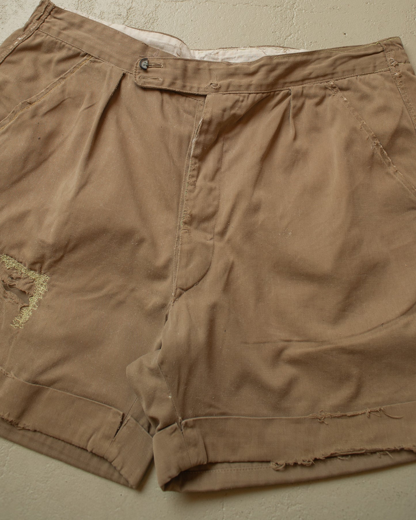 1950s/60s distressed Cotton Shorts beige - W32