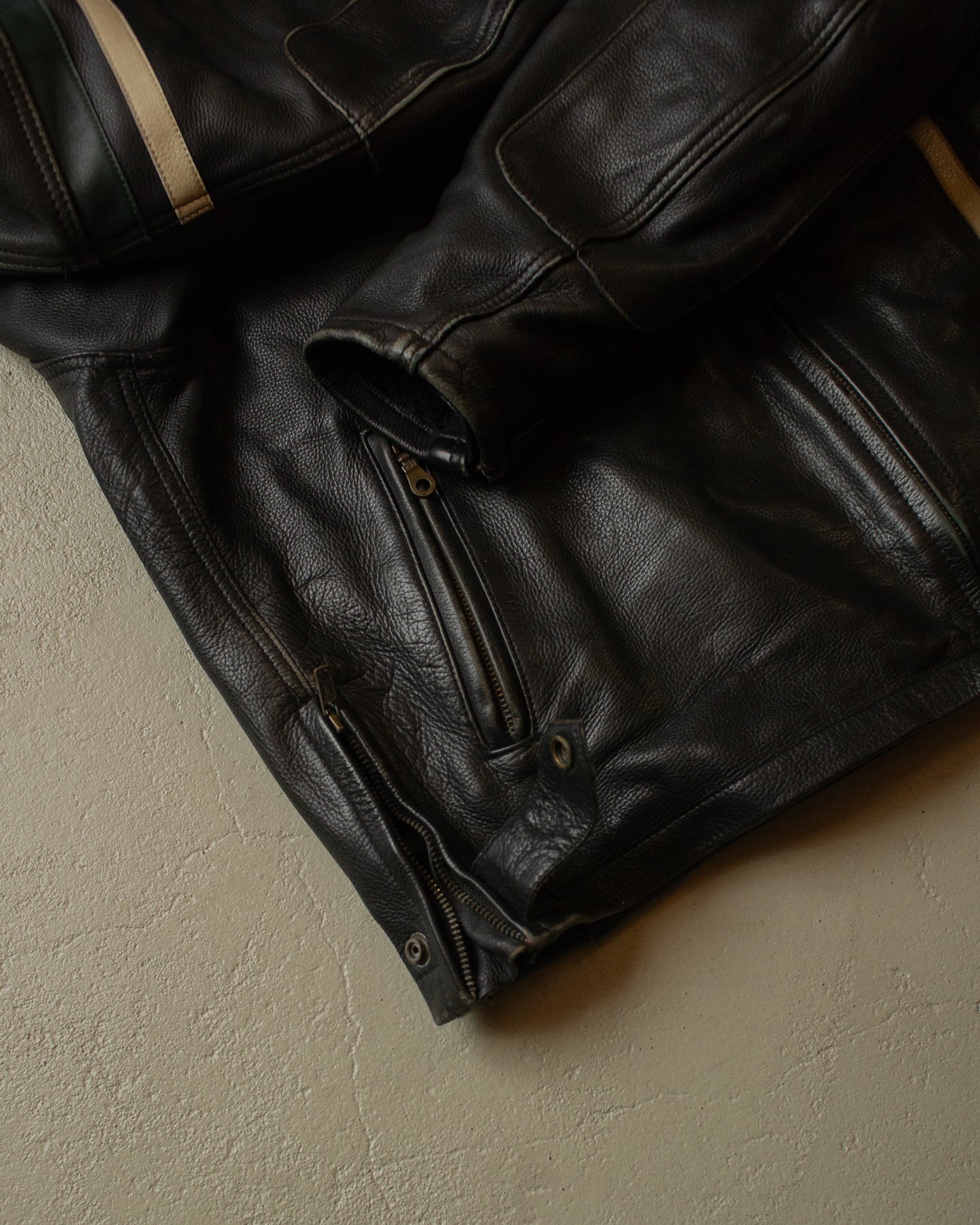 2000s Cafe Racer Leather Jacket black - XXL