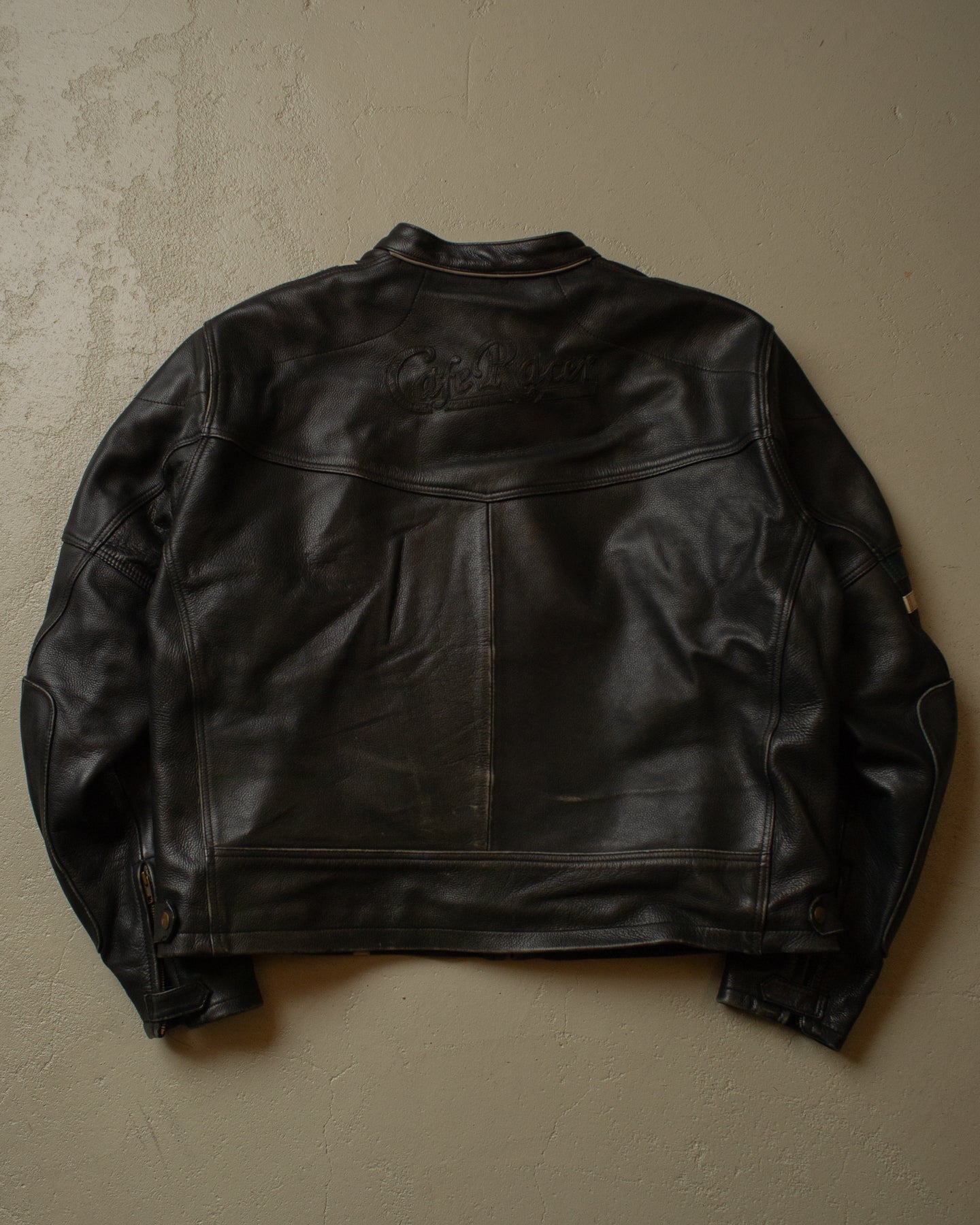 2000s Cafe Racer Leather Jacket black - XXL