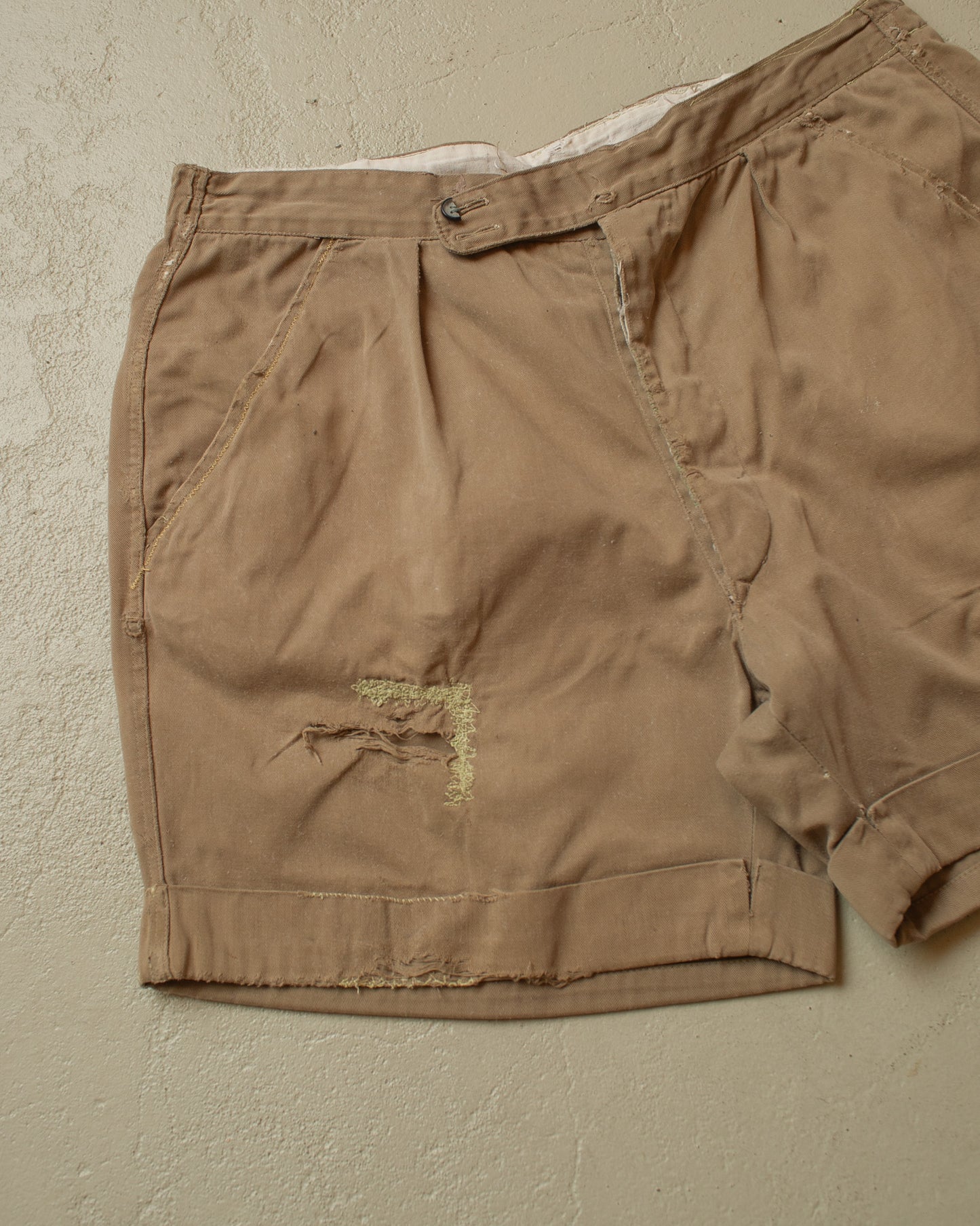 1950s/60s distressed Cotton Shorts beige - W32