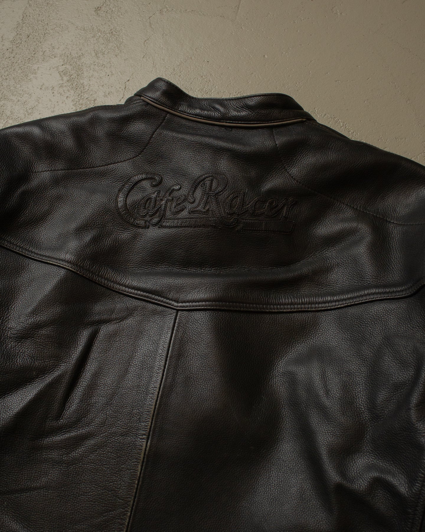 2000s Cafe Racer Leather Jacket black - XXL