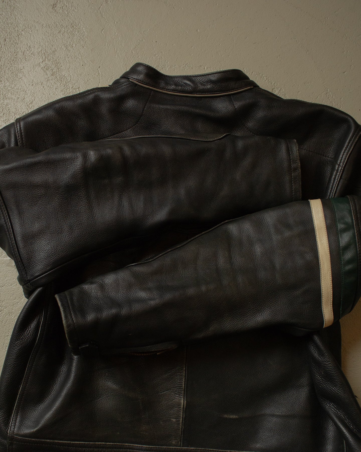 2000s Cafe Racer Leather Jacket black - XXL