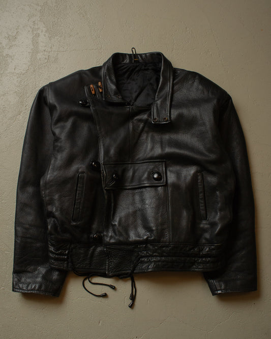 80s/90s Biker Leather Jacket black - XXL