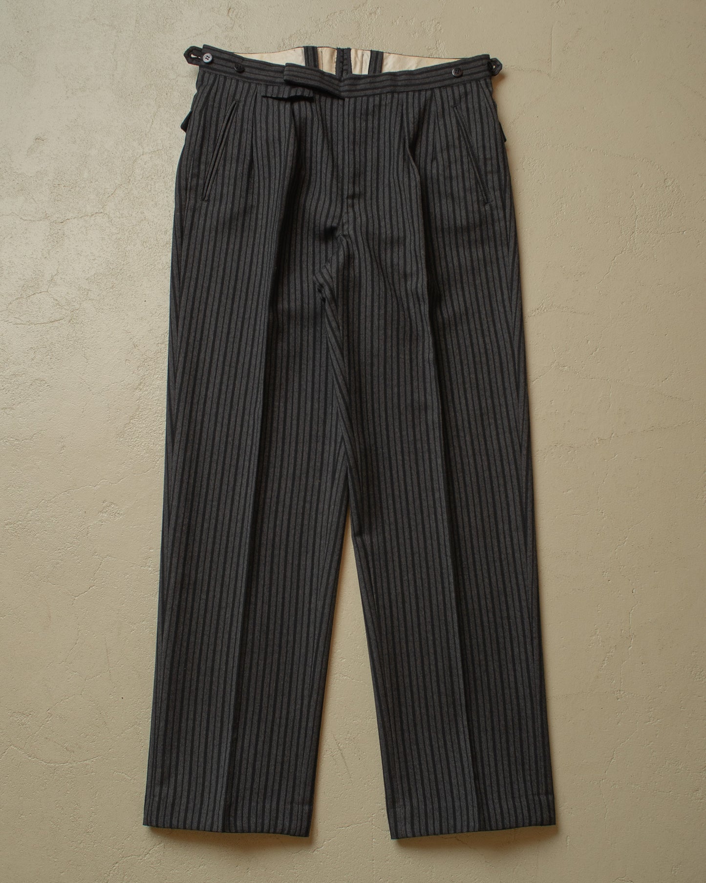 1940s German striped Morning Pants black - W33/34 L32
