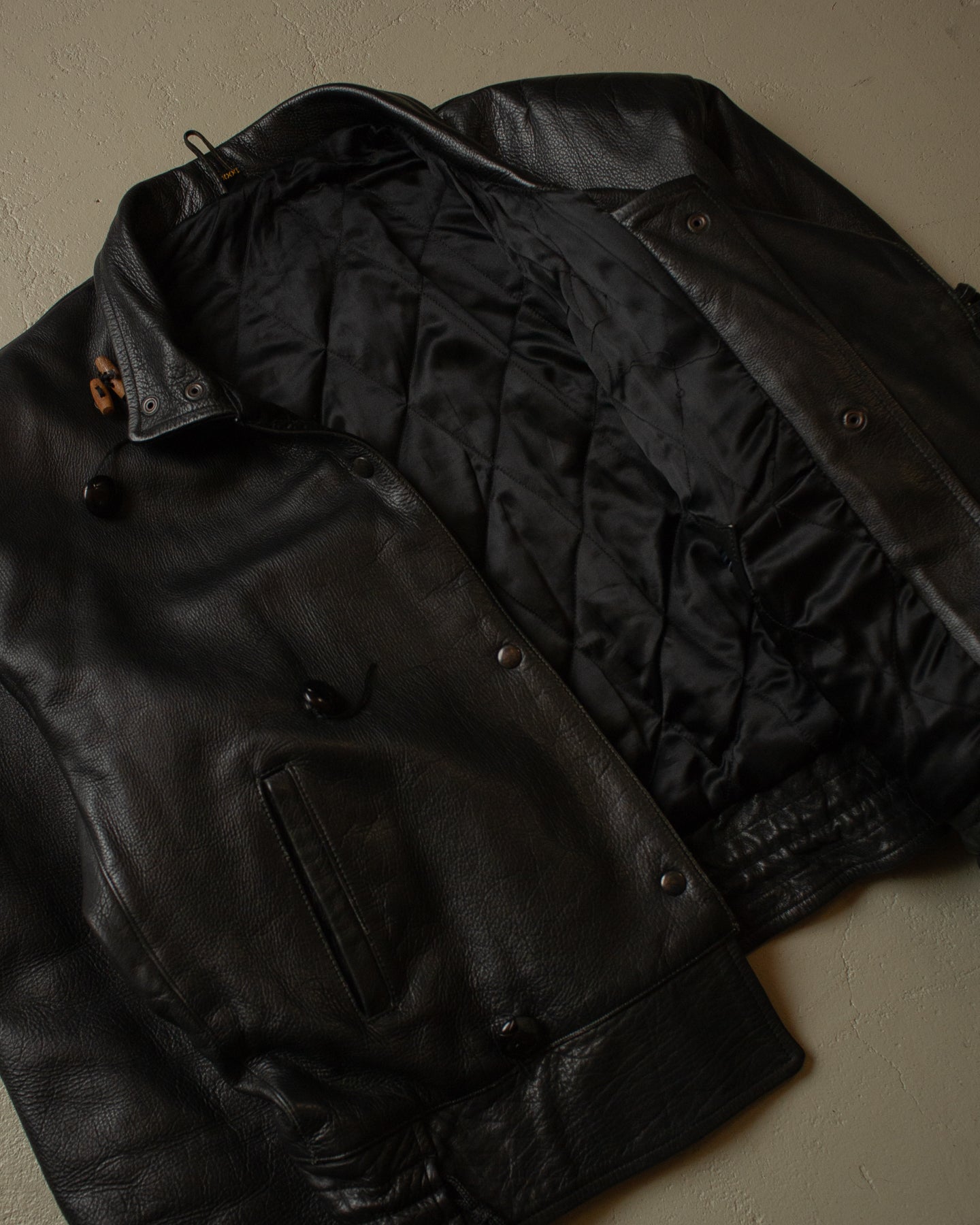 80s/90s Biker Leather Jacket black - XXL