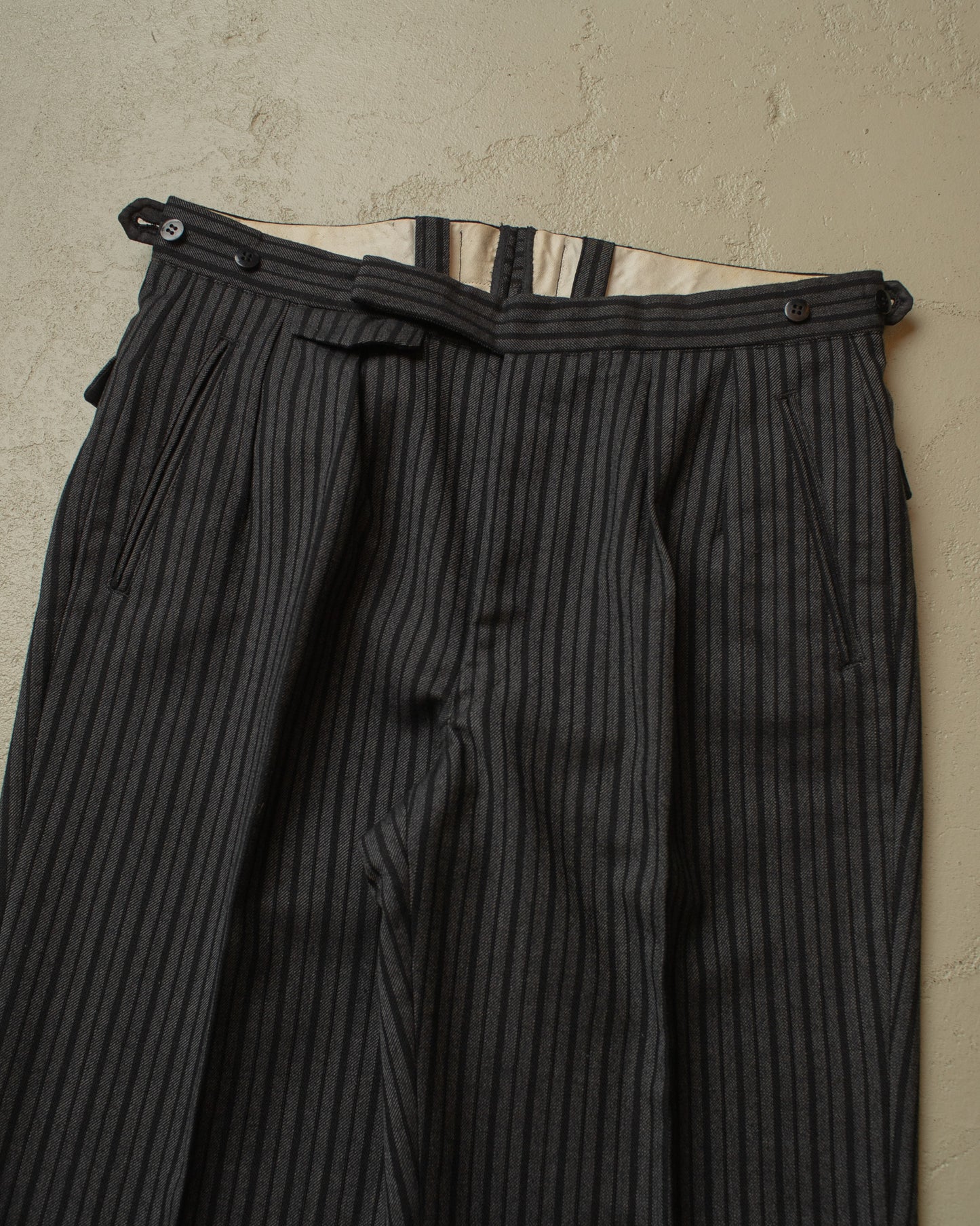 1940s German striped Morning Pants black - W33/34 L32