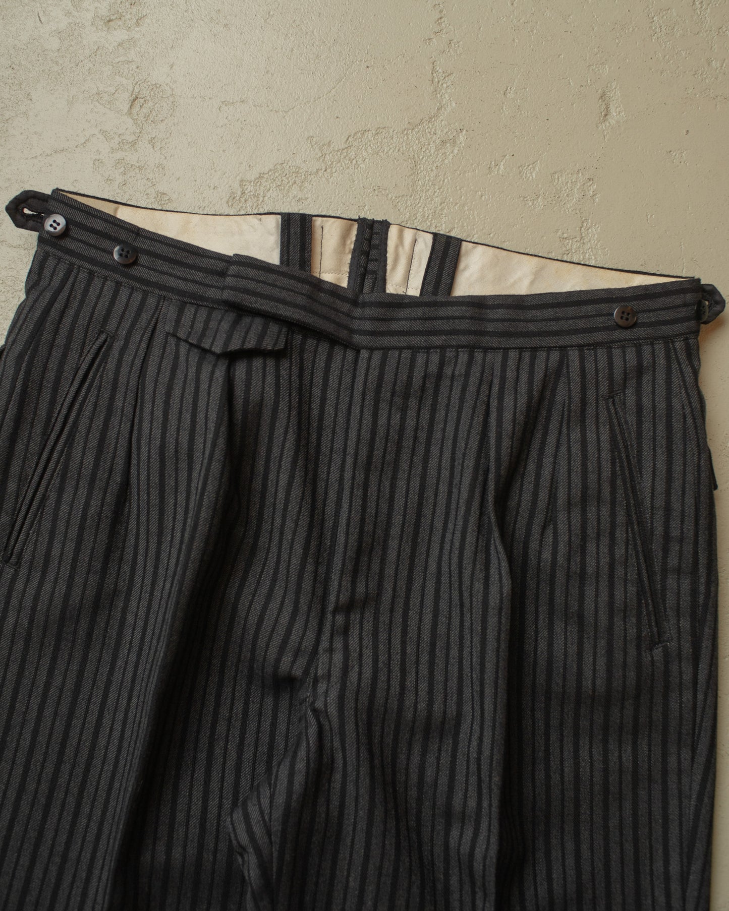 1940s German striped Morning Pants black - W33/34 L32