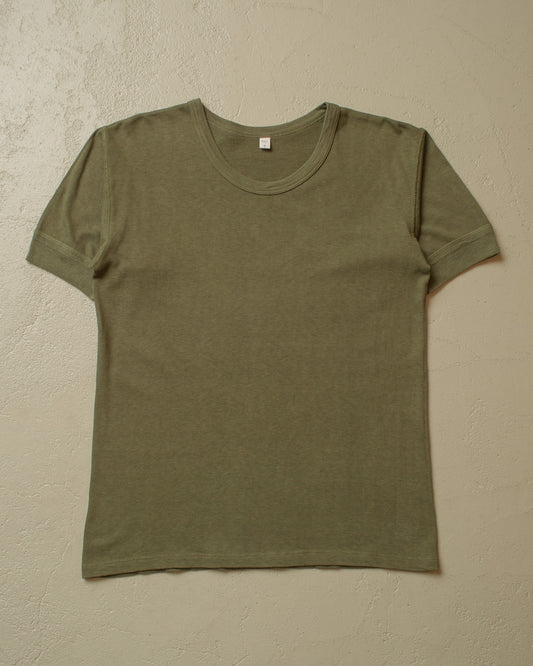 1980s Military Ringer T-shirt khaki - M