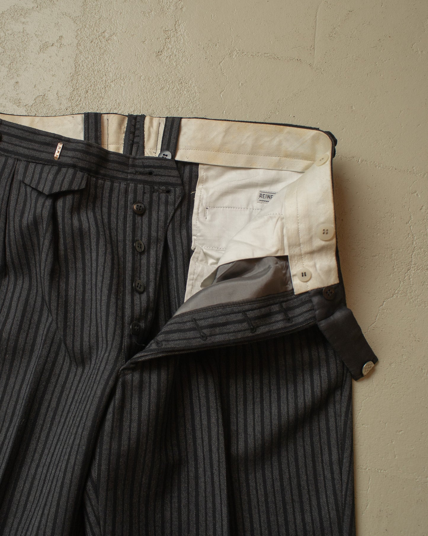 1940s German striped Morning Pants black - W33/34 L32