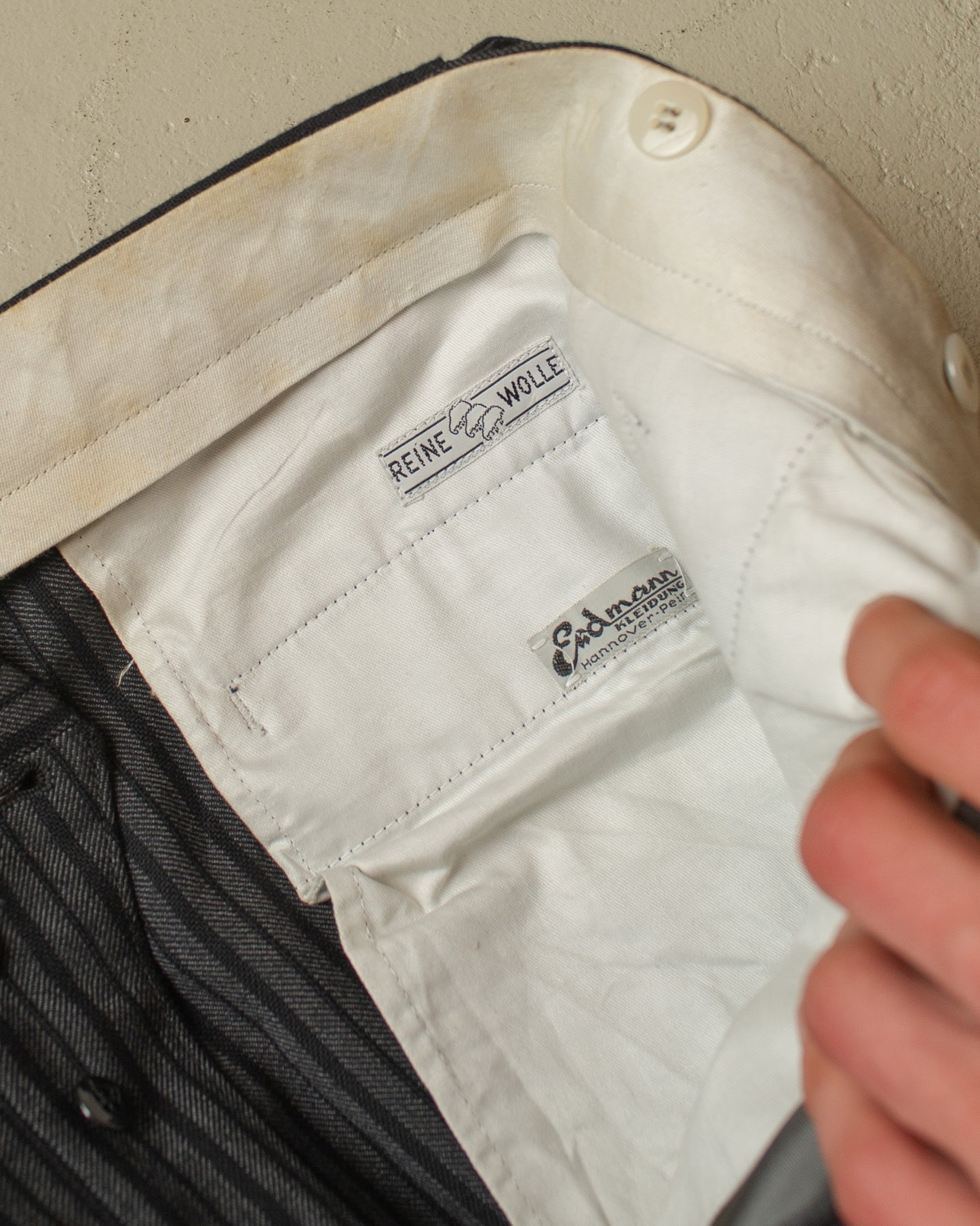 1940s German striped Morning Pants black - W33/34 L32