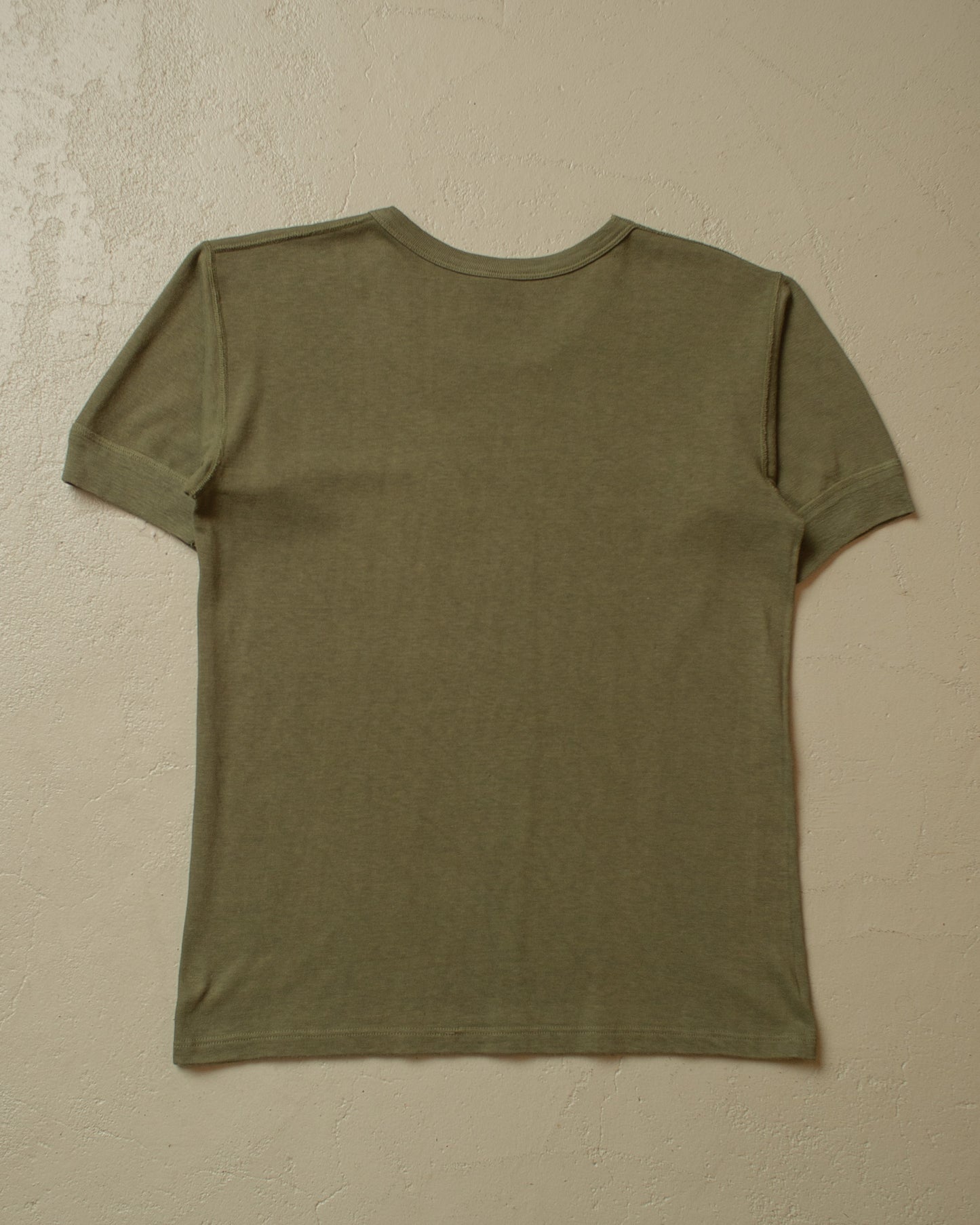 1980s Military Ringer T-shirt khaki - M