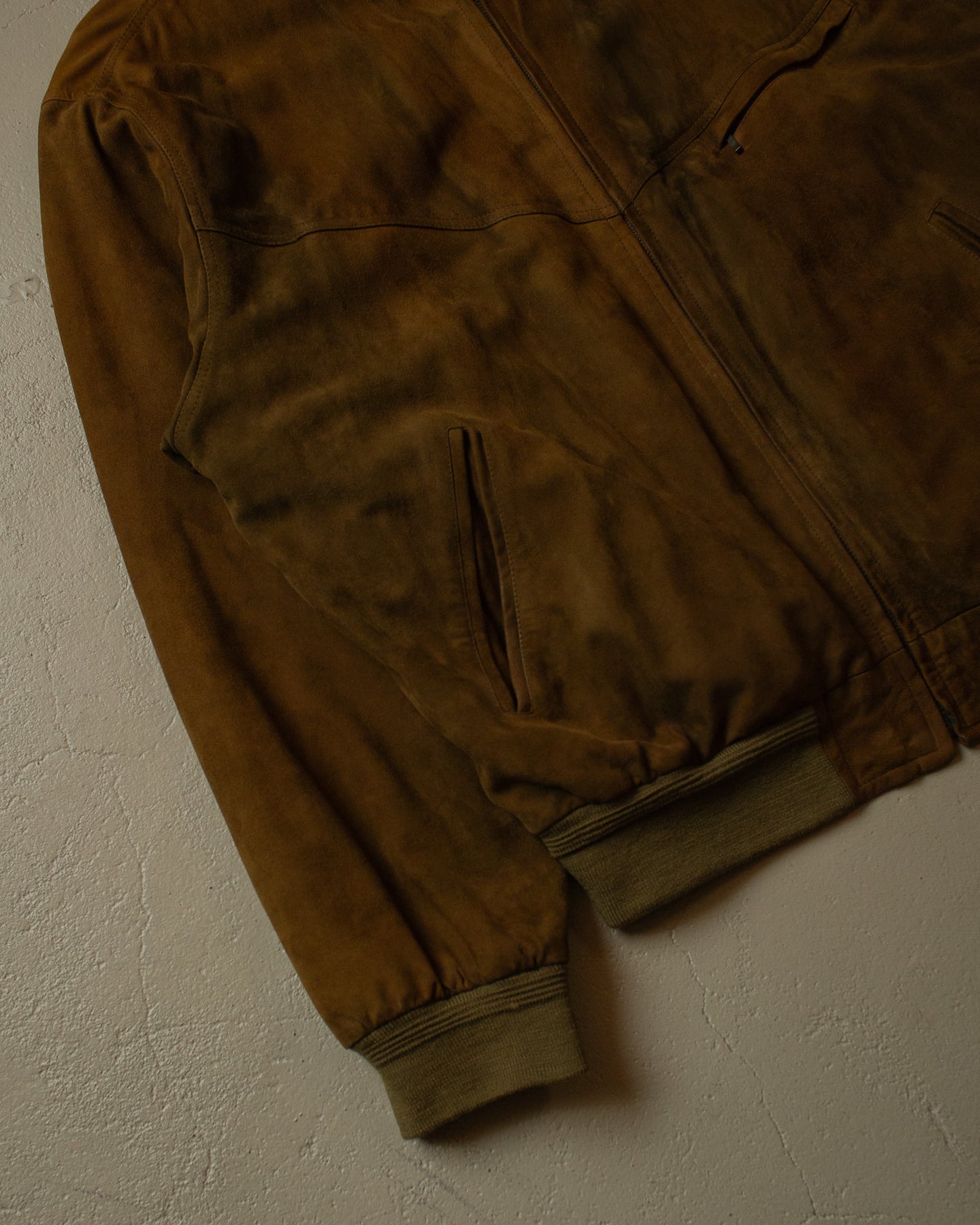 80s Suede Leather Bomber Jacket beige - XL