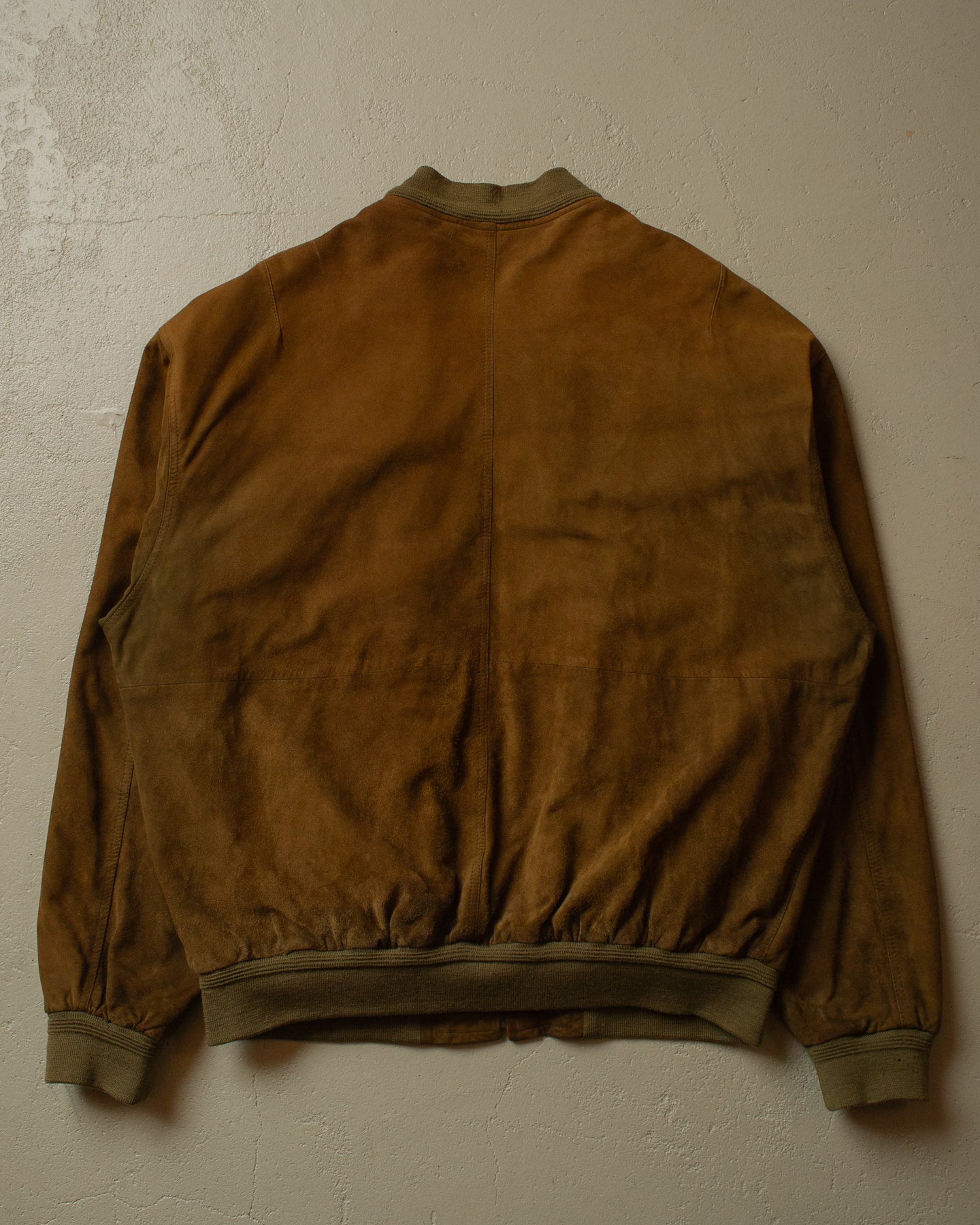 80s Suede Leather Bomber Jacket beige - XL